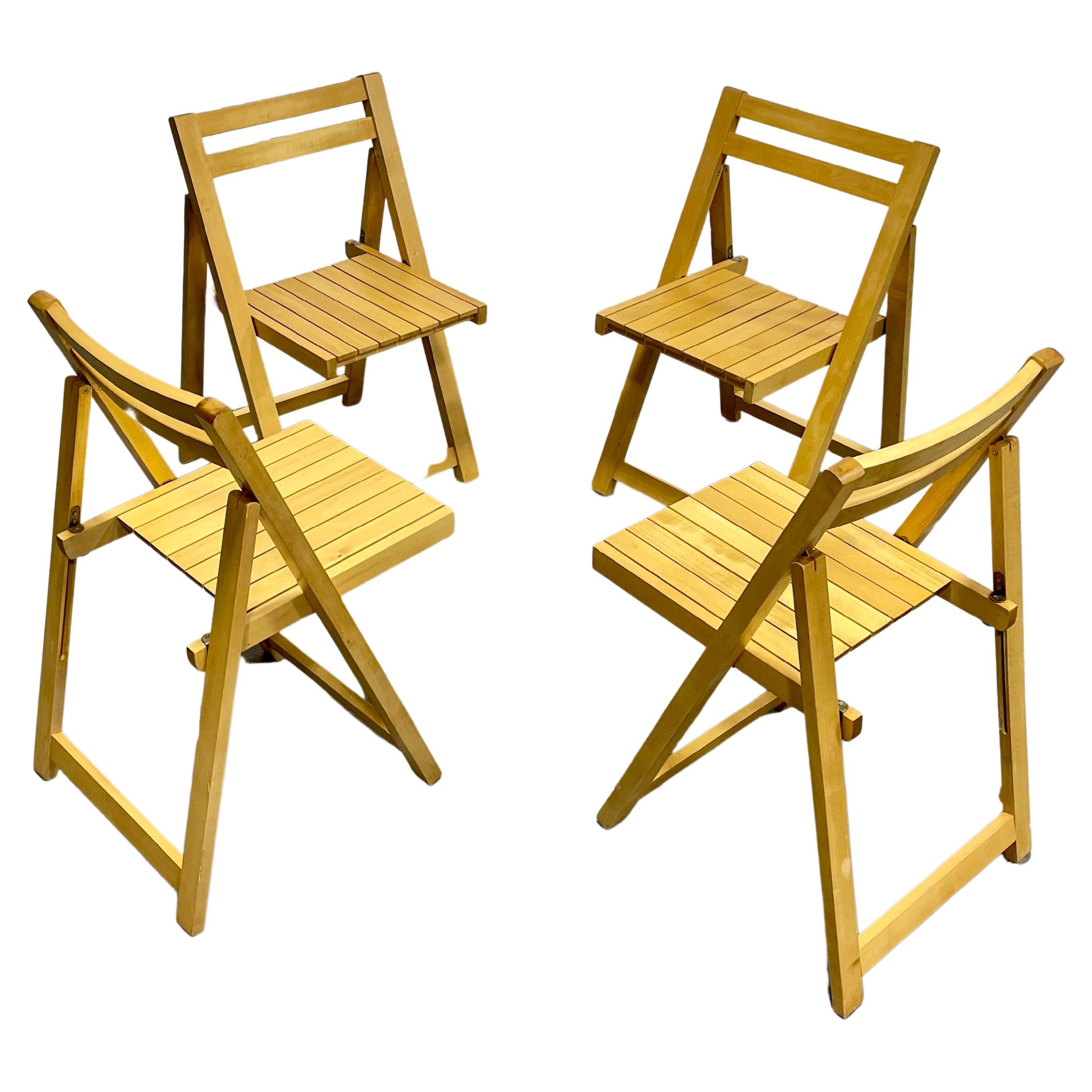 Mid-Century Modern Folding Dining Chairs, Set of 4 For Sale