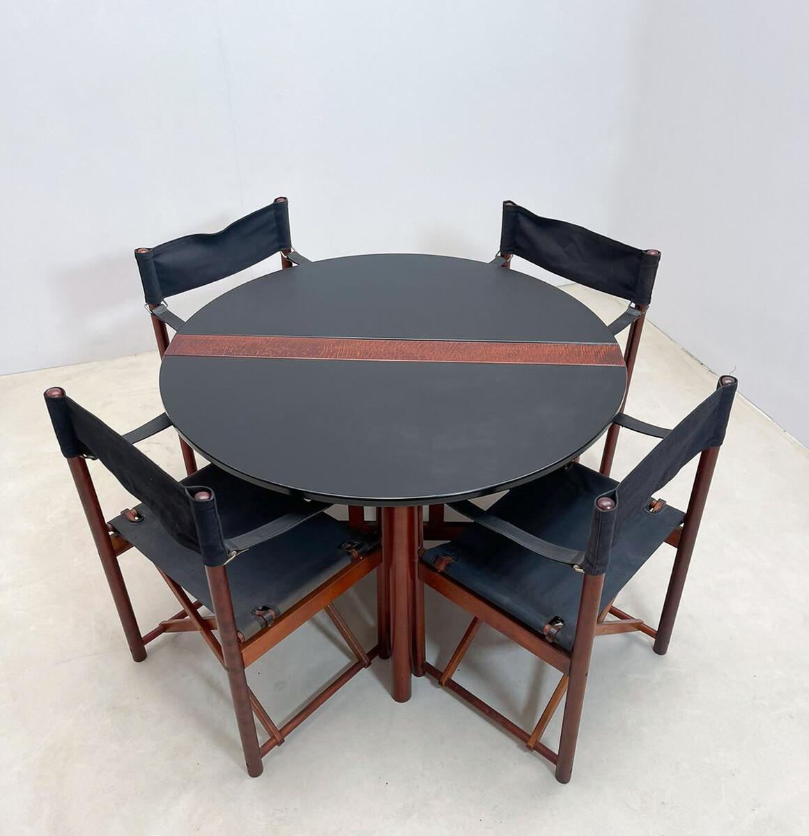 Mid-Century Modern folding dining set by Hyllinge Møble, Denmark, 1970s.