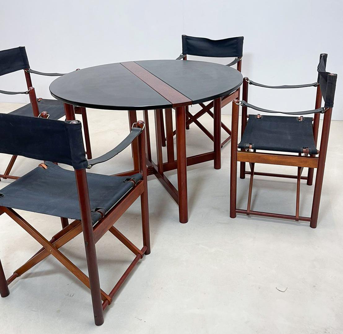 Mid-Century Modern Folding Dining Set by Hyllinge Møble, Denmark, 1970s In Good Condition For Sale In Brussels, BE