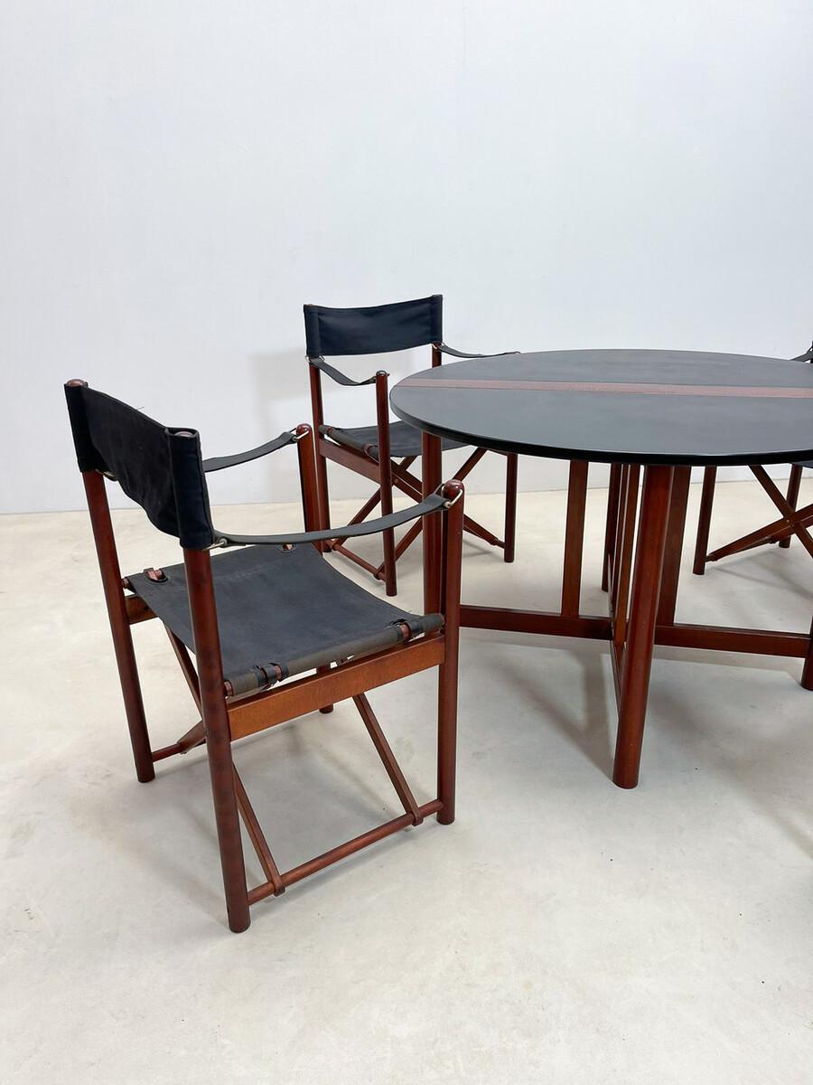 Leather Mid-Century Modern Folding Dining Set by Hyllinge Møble, Denmark, 1970s For Sale