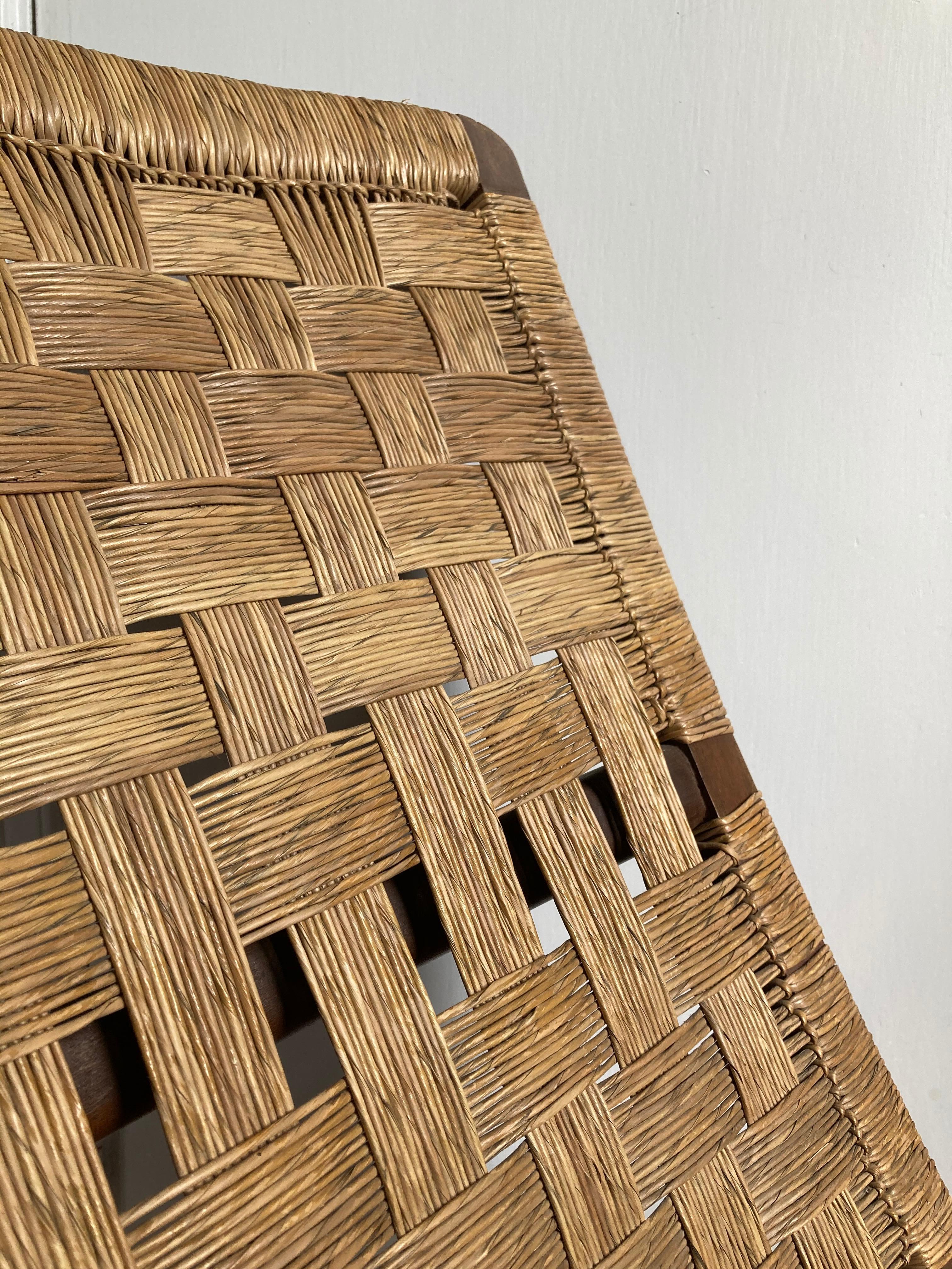 Woodwork Mid-Century Modern Folding Lounge Paper Cord Chair, after Hans Wegner