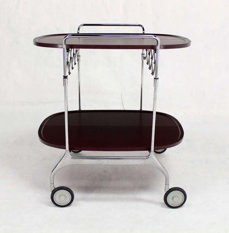 20th Century Mid-Century Modern Folding Stow Away Serving Cart Table on Wheels by Cartel MINT For Sale