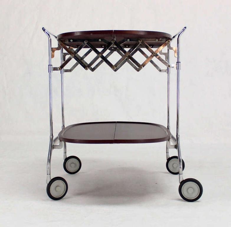 Mid-Century Modern Folding Stow Away Serving Cart Table on Wheels by Cartel MINT For Sale 4