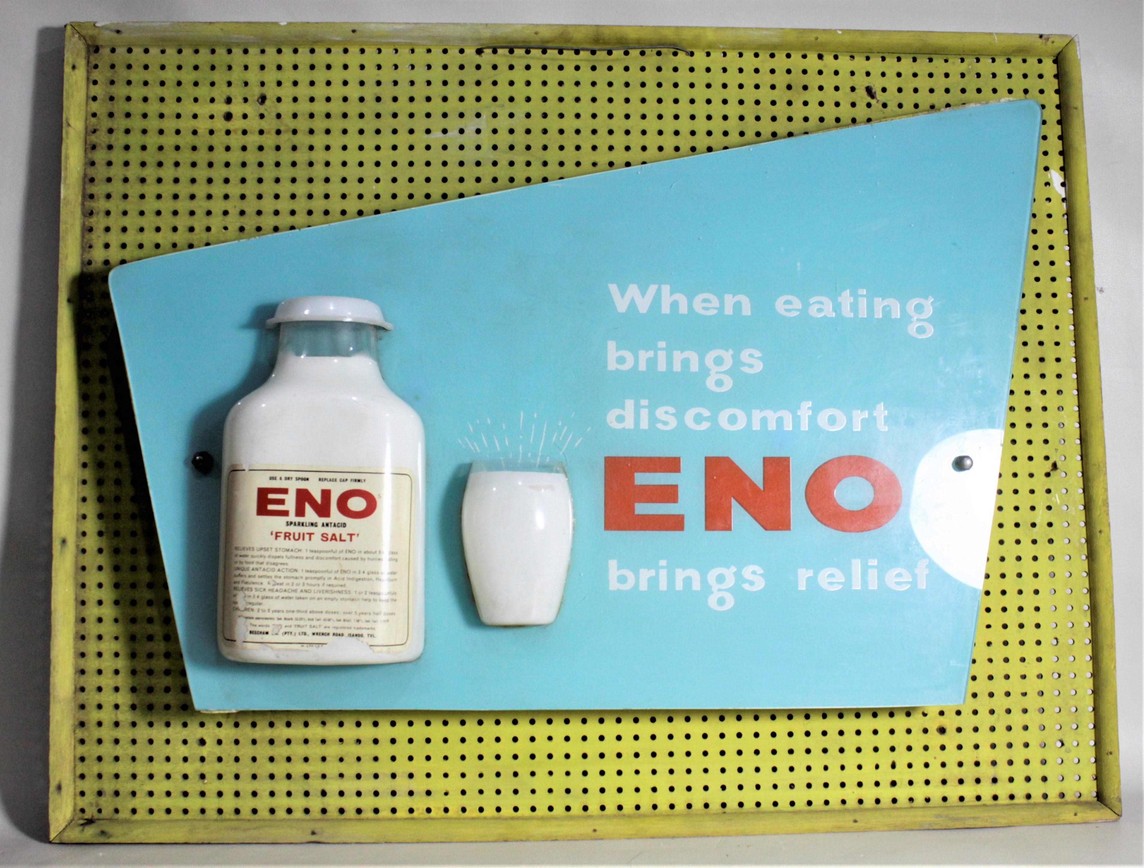 Mid-Century Modern Panneau publicitaire pour l'antiacide Eno, datant du milieu du siècle dernier, en art populaire en vente
