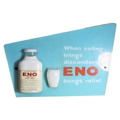 Vintage Mid-Century Modern Folk Art Eno Antacid Advertising Sign