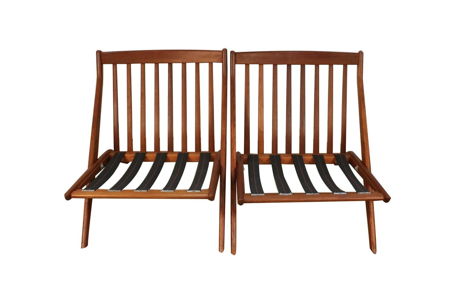 Mid-Century Modern Folke Ohlsson Dux Scissor Lounge Chairs, Pair In Good Condition In Baltimore, MD