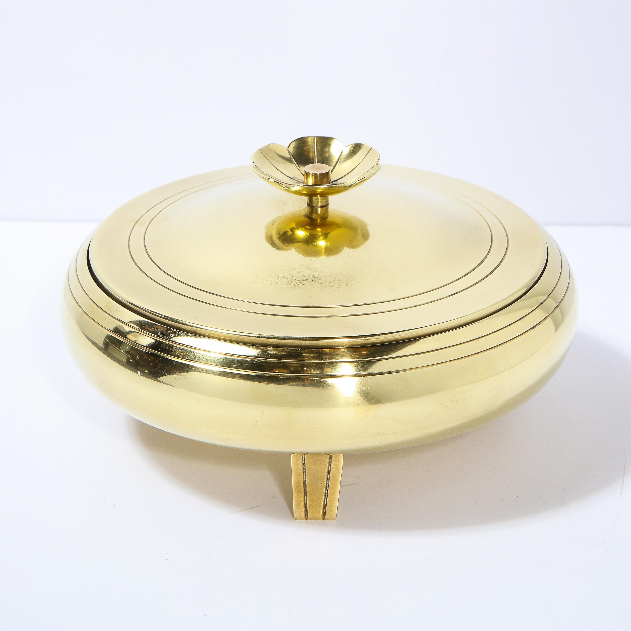 American Mid-Century Modern Footed Brass Bowl by Tommi Parzinger for Dorlyn Silversmiths