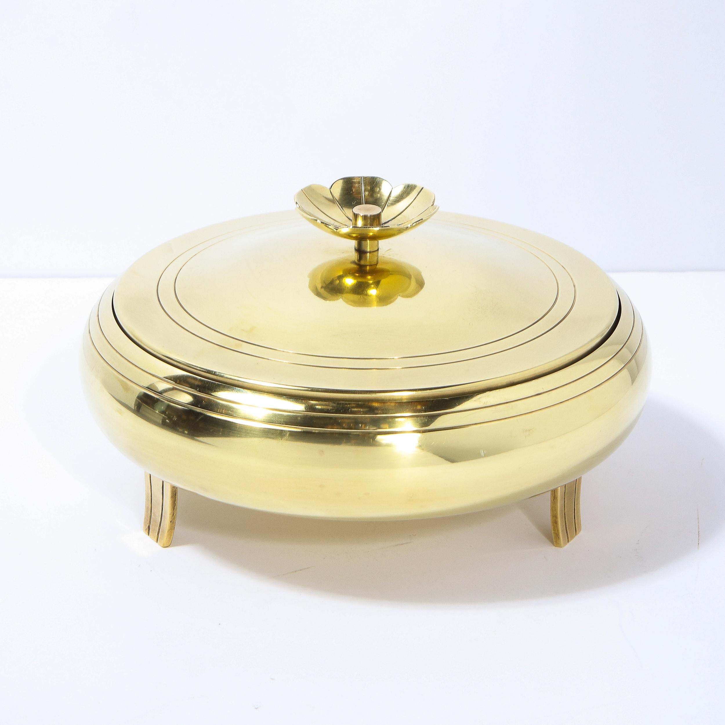 Polished Mid-Century Modern Footed Brass Bowl by Tommi Parzinger for Dorlyn Silversmiths