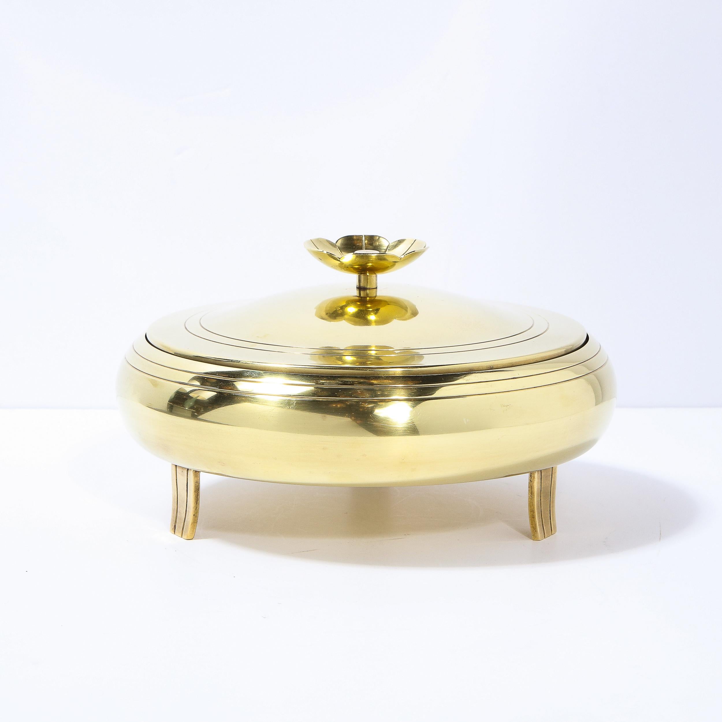 Mid-Century Modern Footed Brass Bowl by Tommi Parzinger for Dorlyn Silversmiths In Good Condition In New York, NY