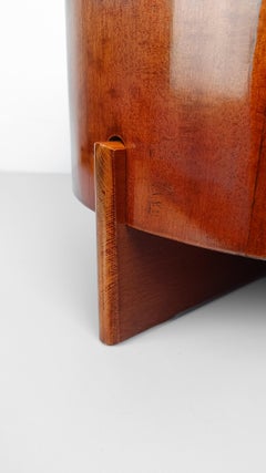 Mid Century Modern Footstool in Teak Veneered Plywood and Ecru Bouclè Cushion