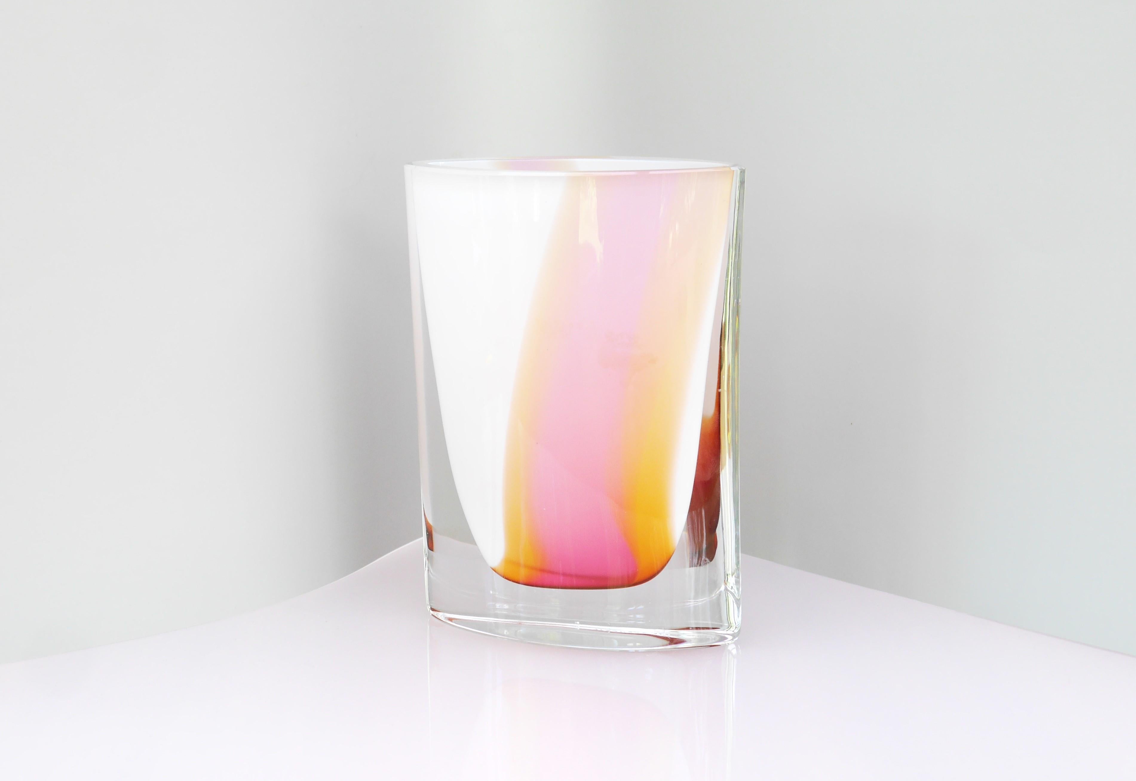 Mid-century modern glass vase made by Bengt Edenfalk for Kosta, Sweden 1
