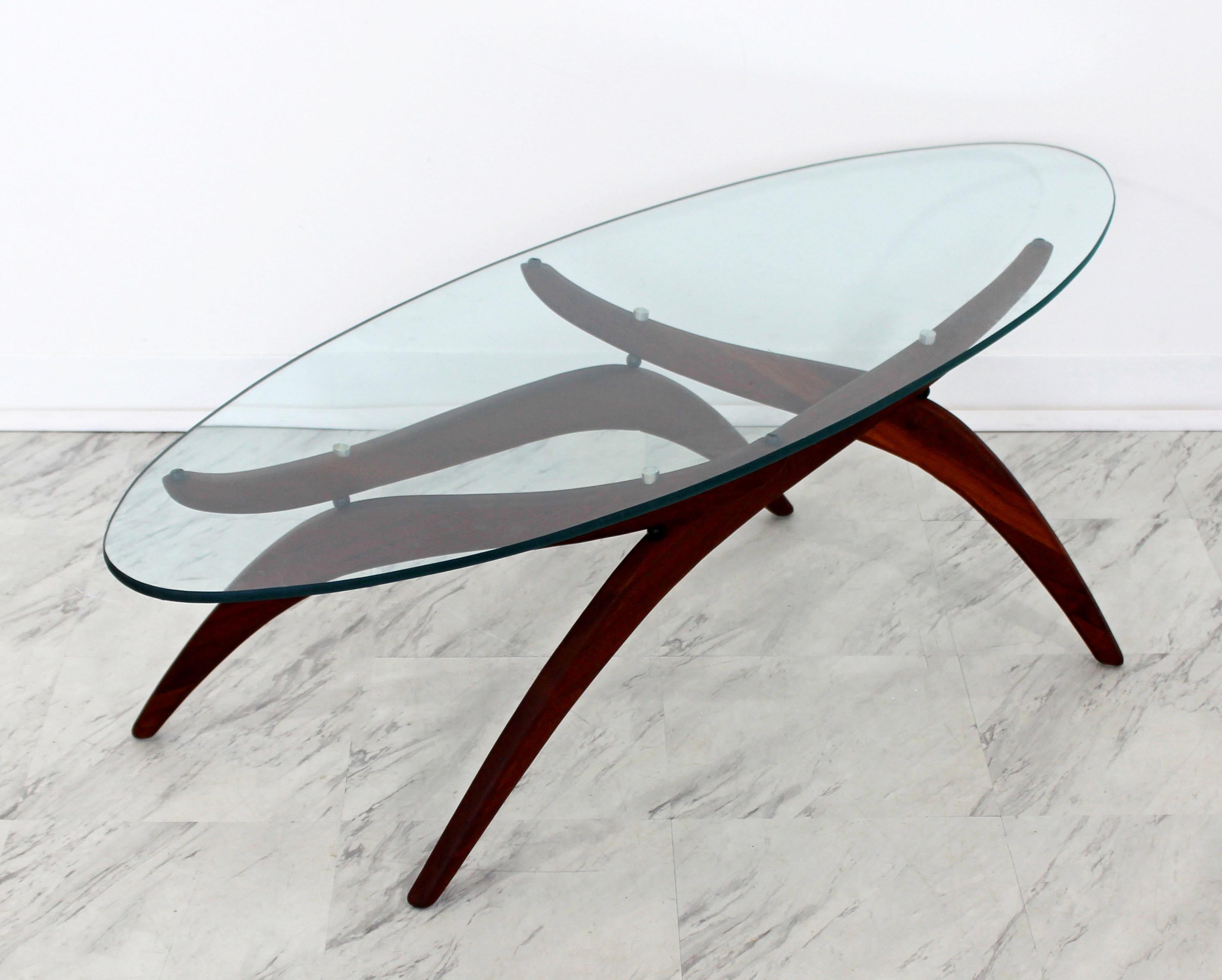 Mid-Century Modern Forest Wilson Walnut Glass Sculptural Coffee Table, 1960s In Good Condition In Keego Harbor, MI