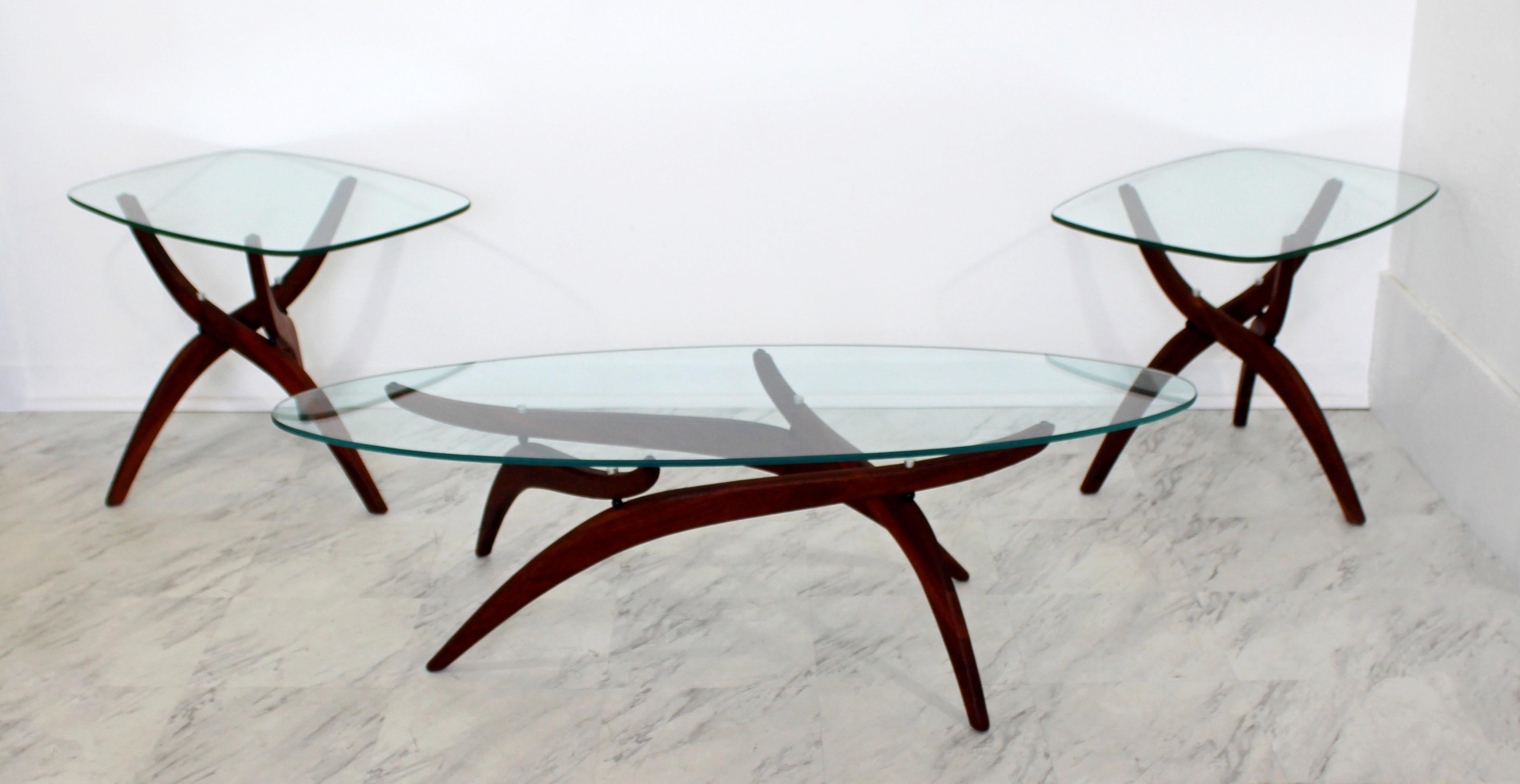 Mid-Century Modern Forest Wilson Walnut Glass Sculptural Coffee Table, 1960s 4