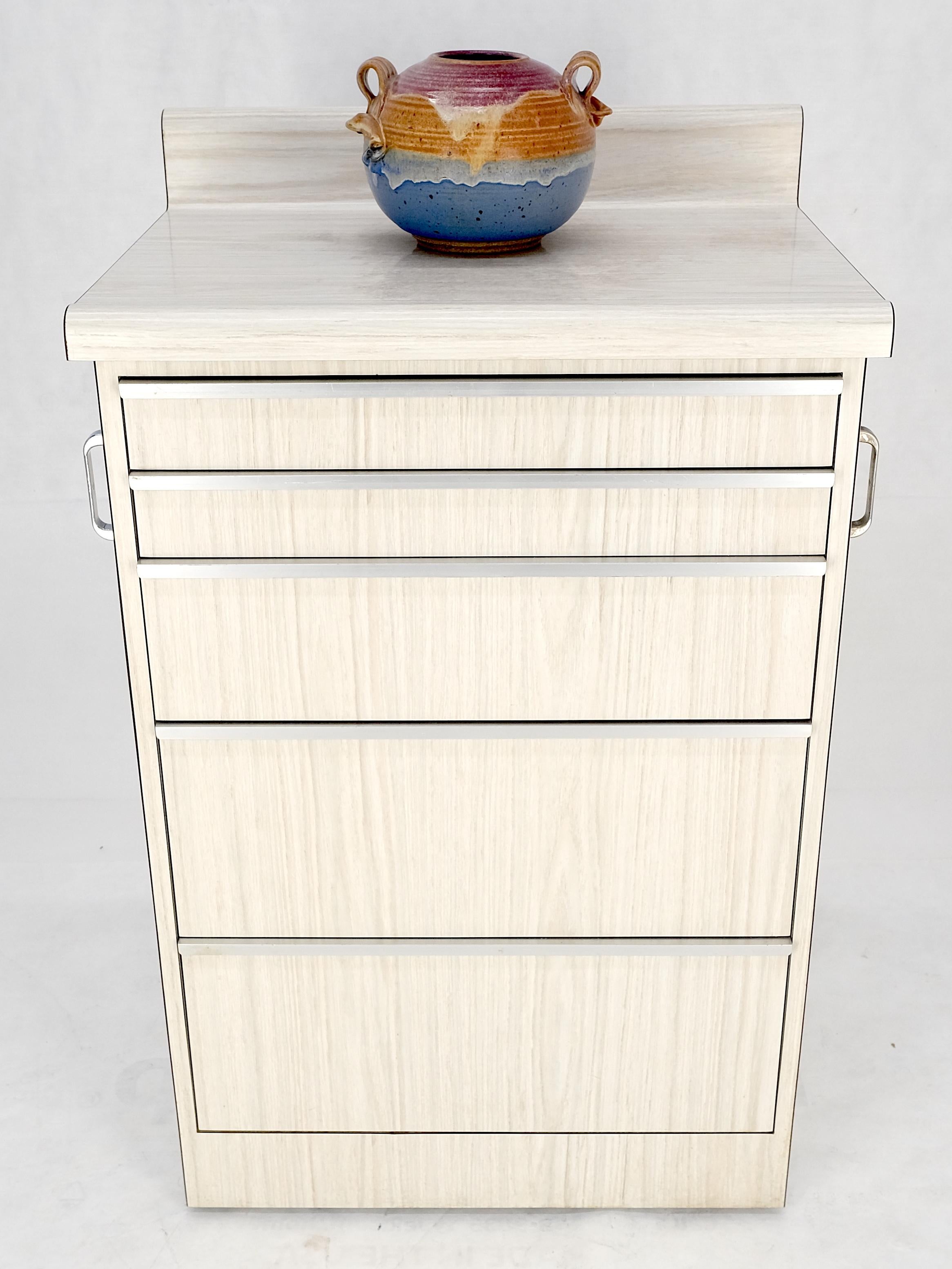 Mid Century Modern Formica 5 Drawers Dental Cabinet on Wheels For Sale 4