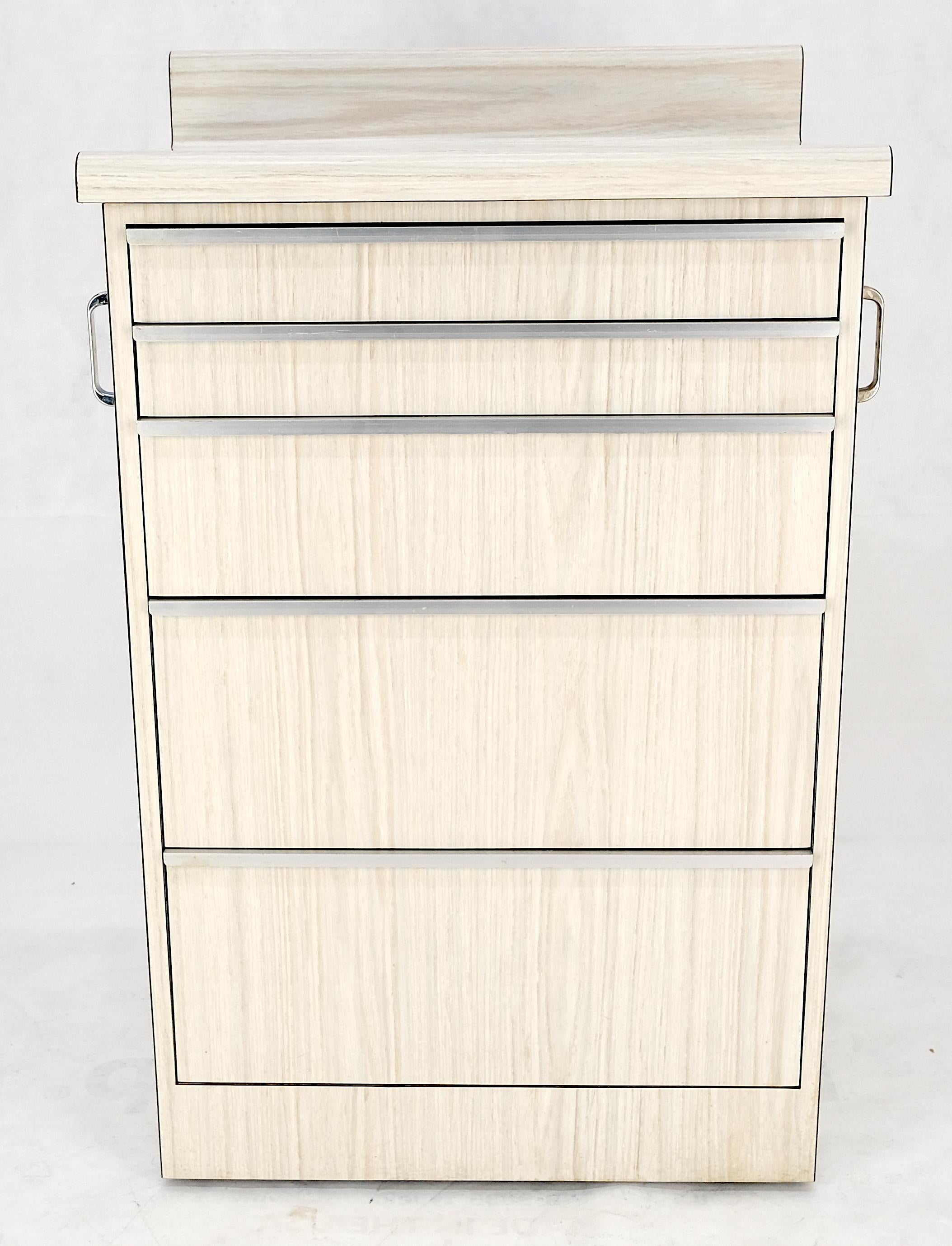 Mid Century Modern Formica 5 Drawers Dental Cabinet on Wheels For Sale 8