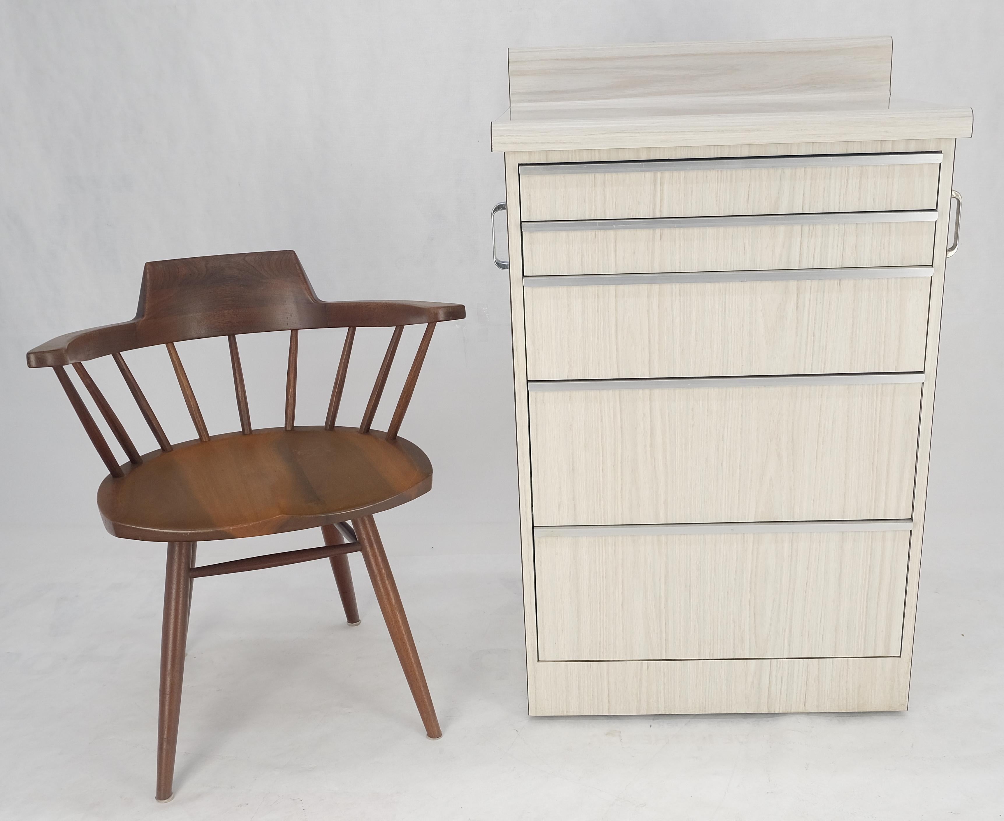 Mid Century Modern Formica 5 Drawers Dental Cabinet on Wheels For Sale 9