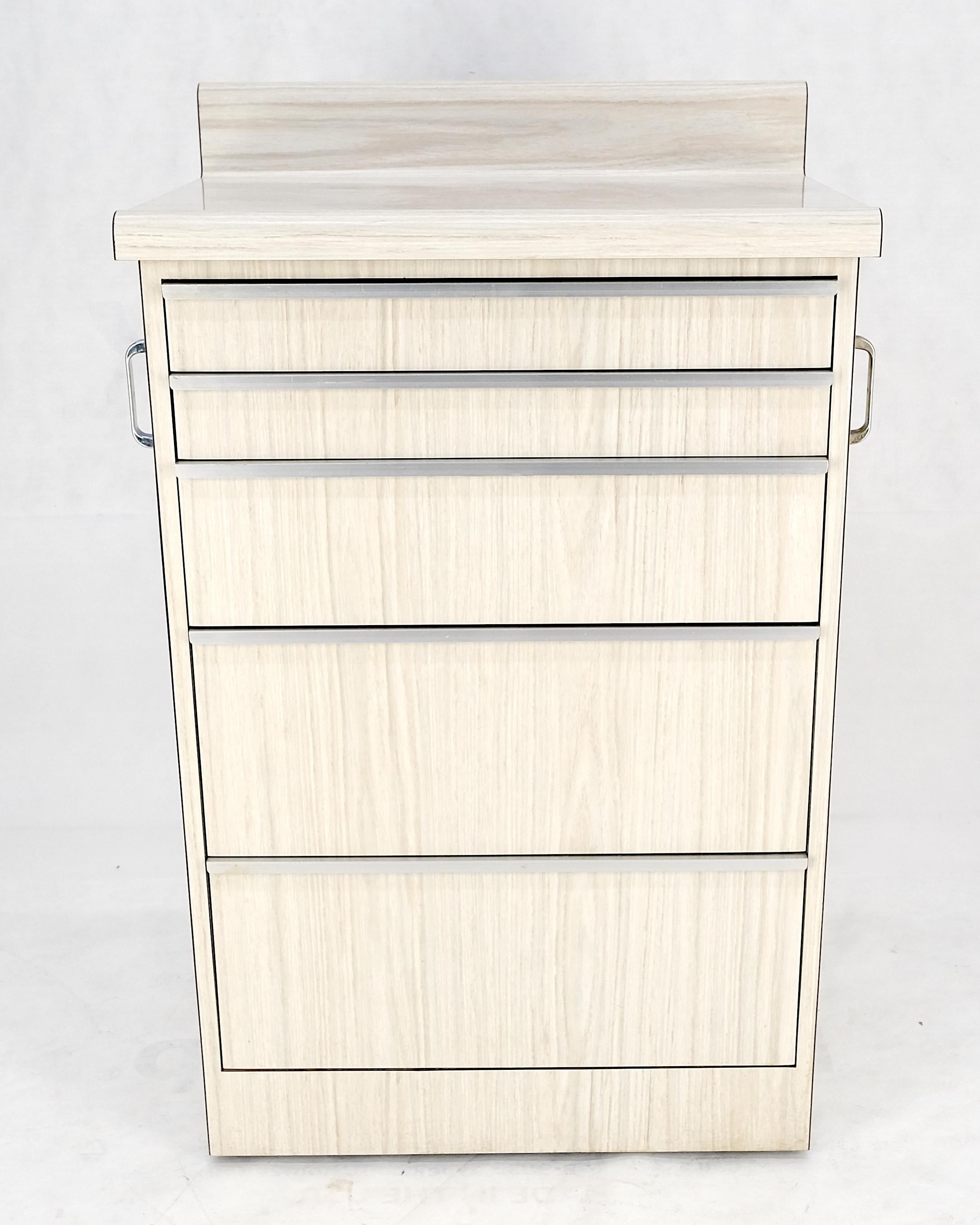 Mid Century Modern Formica 5 Drawers Dental Cabinet on Wheels 