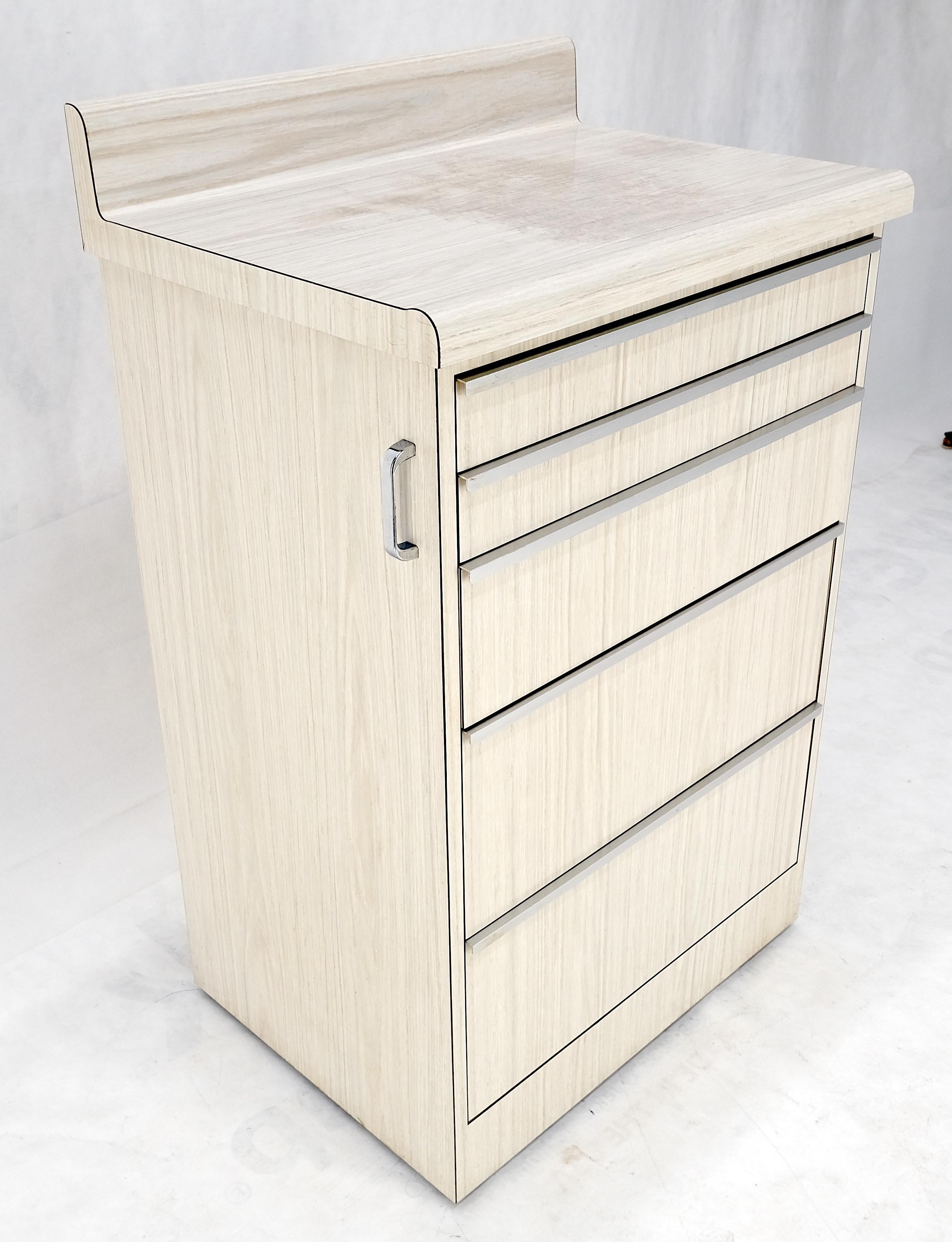 Mid-Century Modern Mid Century Modern Formica 5 Drawers Dental Cabinet on Wheels For Sale