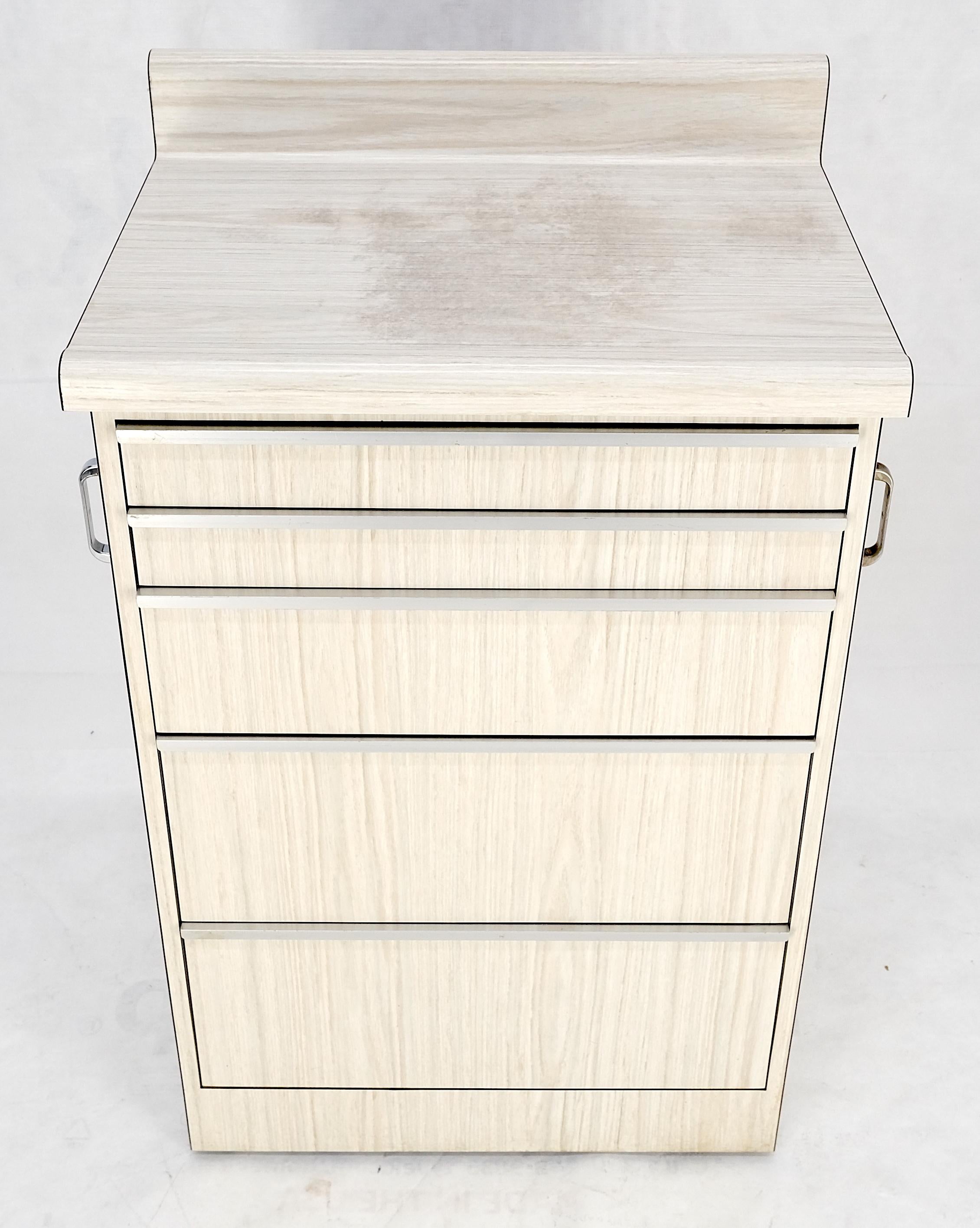 American Mid Century Modern Formica 5 Drawers Dental Cabinet on Wheels For Sale