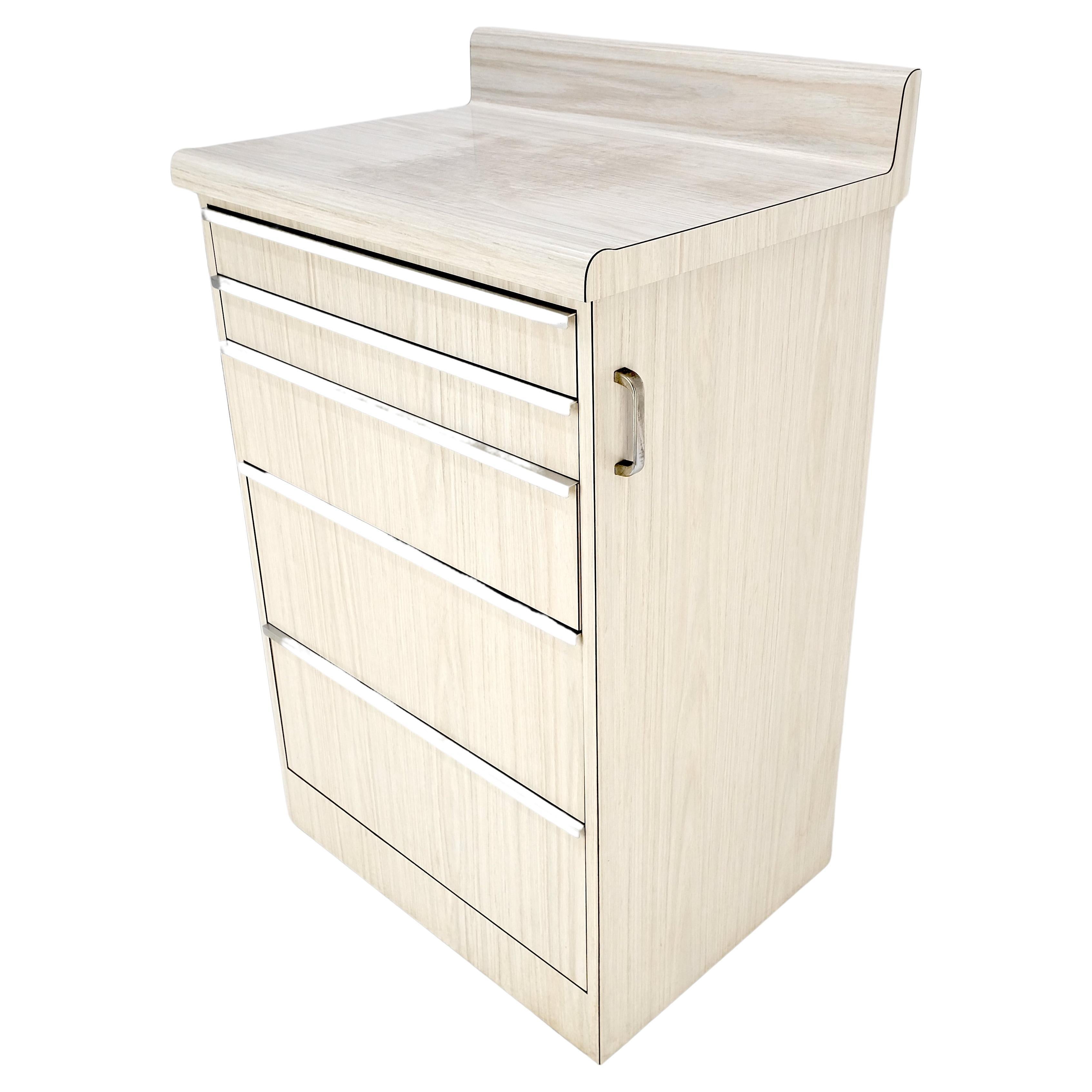 Mid Century Modern Formica 5 Drawers Dental Cabinet on Wheels For Sale