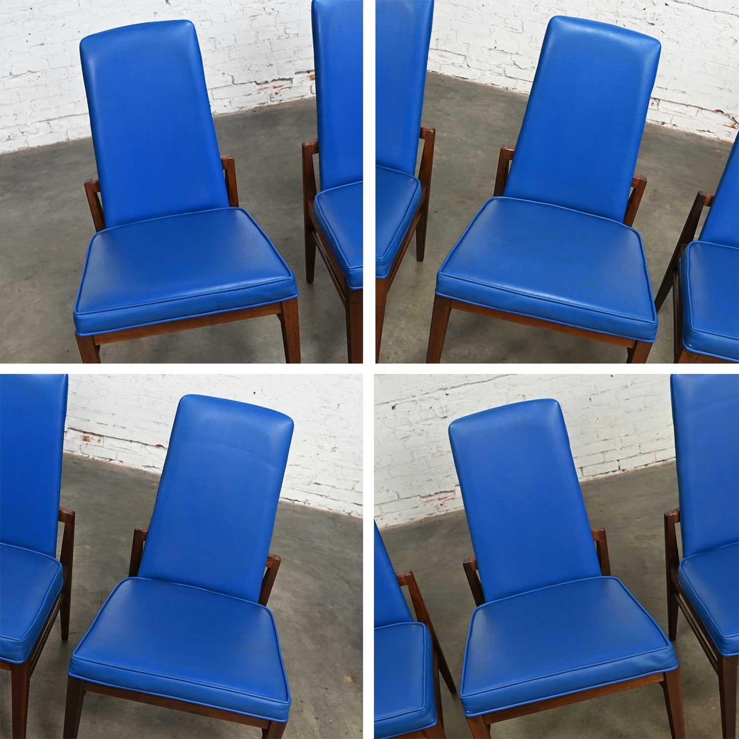 Mid-Century Modern Foster-McDavid Cobalt Blue Faux Leather Dining Chairs Set 4 For Sale 6