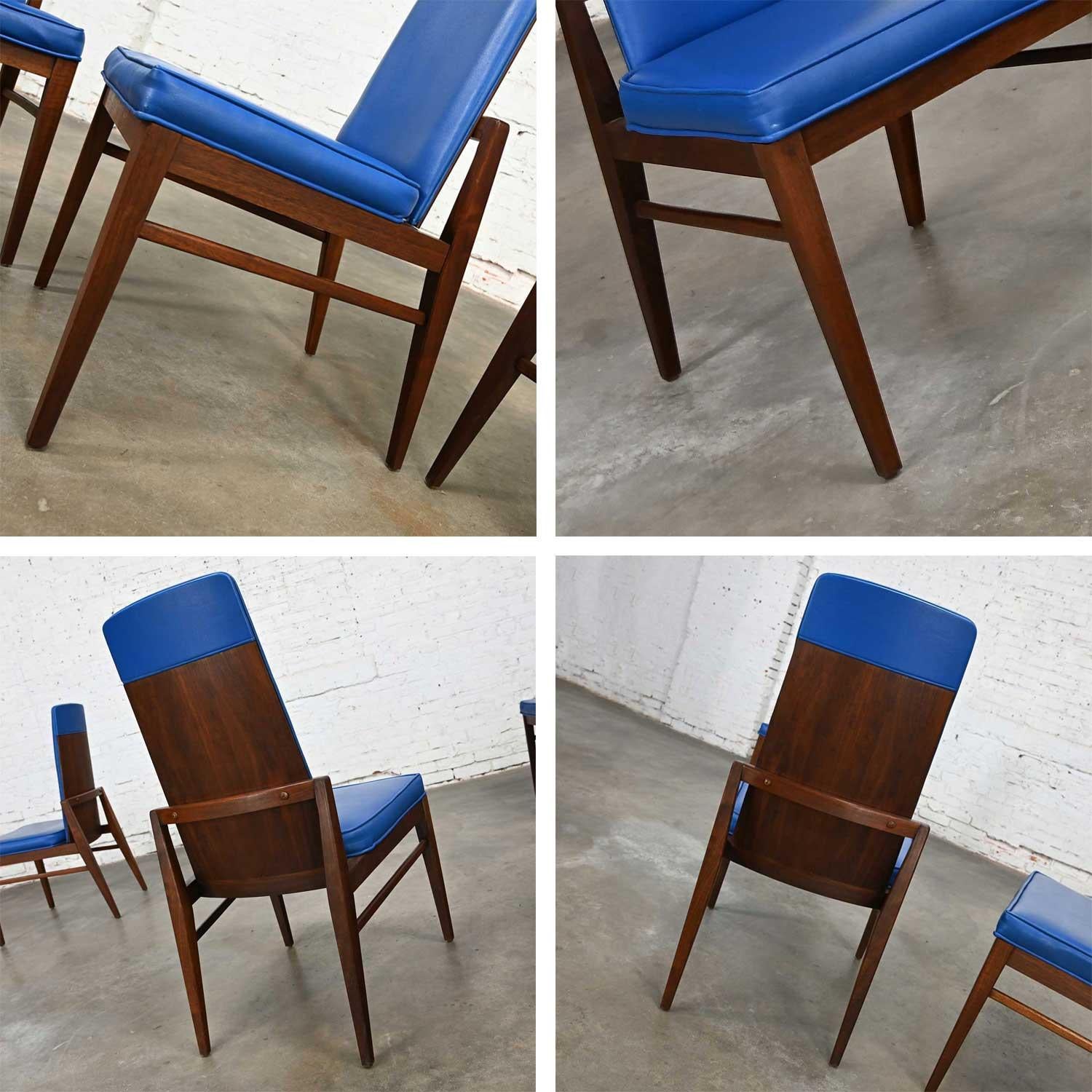 Mid-Century Modern Foster-McDavid Cobalt Blue Faux Leather Dining Chairs Set 4 For Sale 7