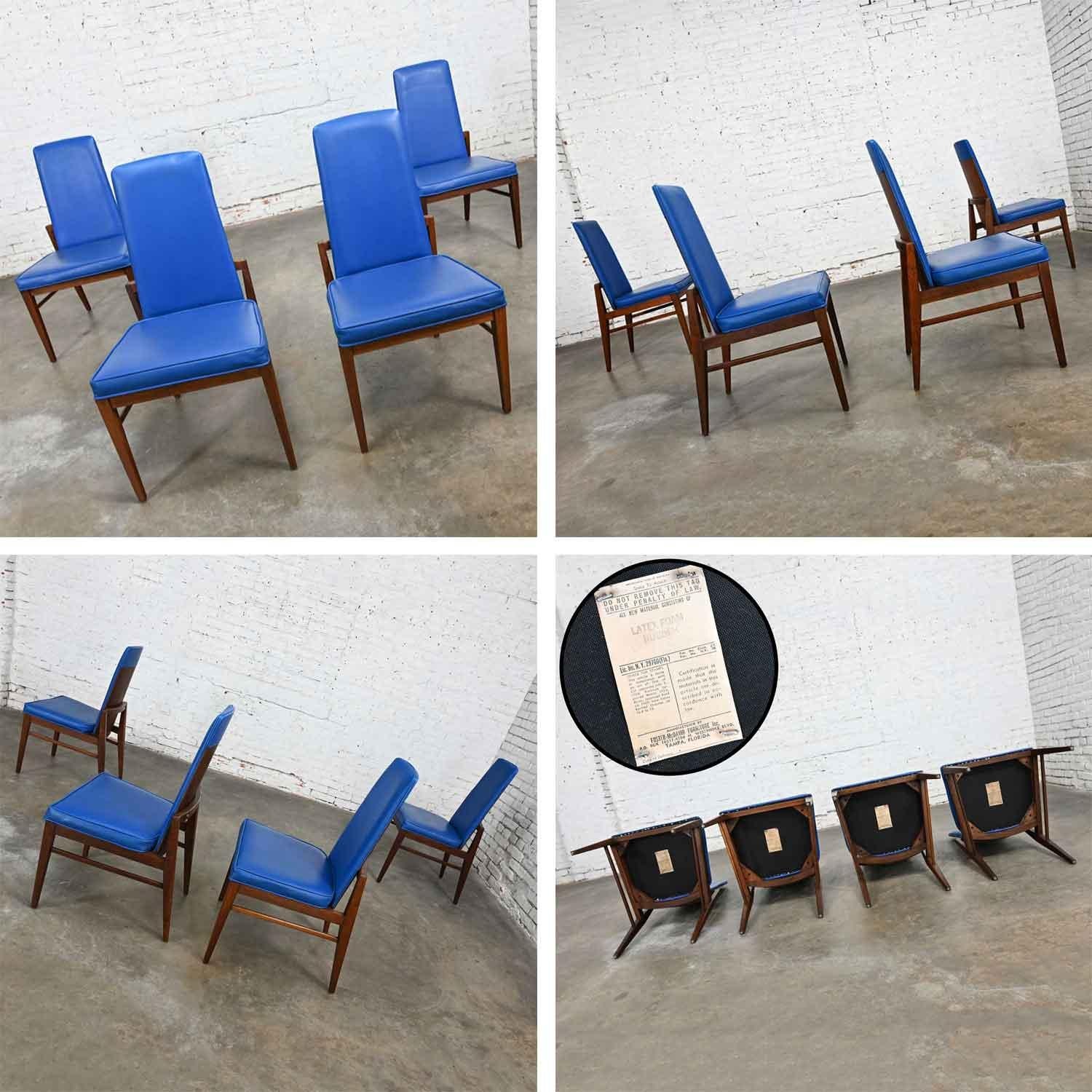 Mid-Century Modern Foster-McDavid Cobalt Blue Faux Leather Dining Chairs Set 4 For Sale 8