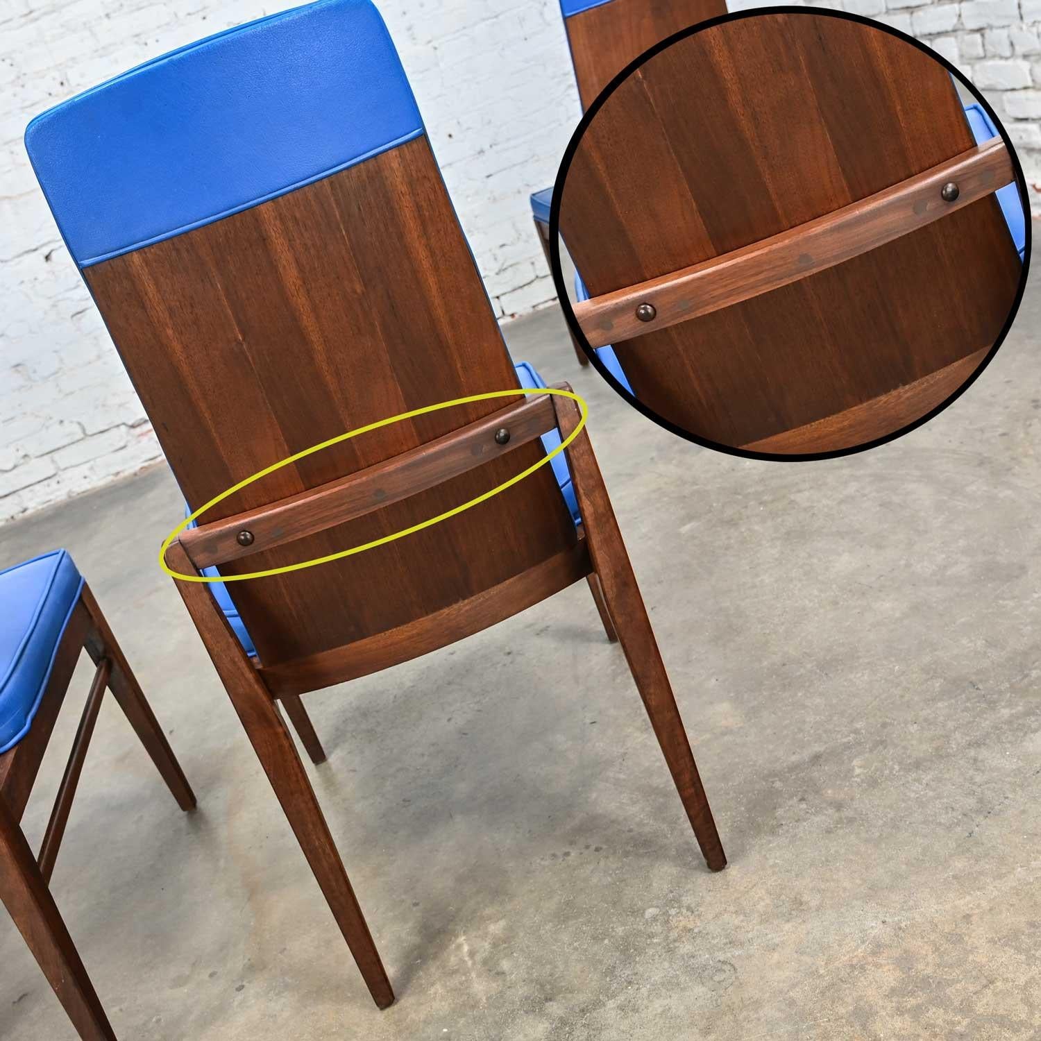 Mid-Century Modern Foster-McDavid Cobalt Blue Faux Leather Dining Chairs Set 4 For Sale 10