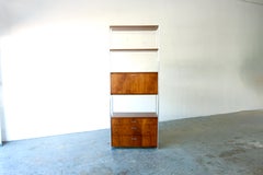 Mid-Century Modern Founders Chrome & Walnut Etagere Bar Wall Unit Shelving