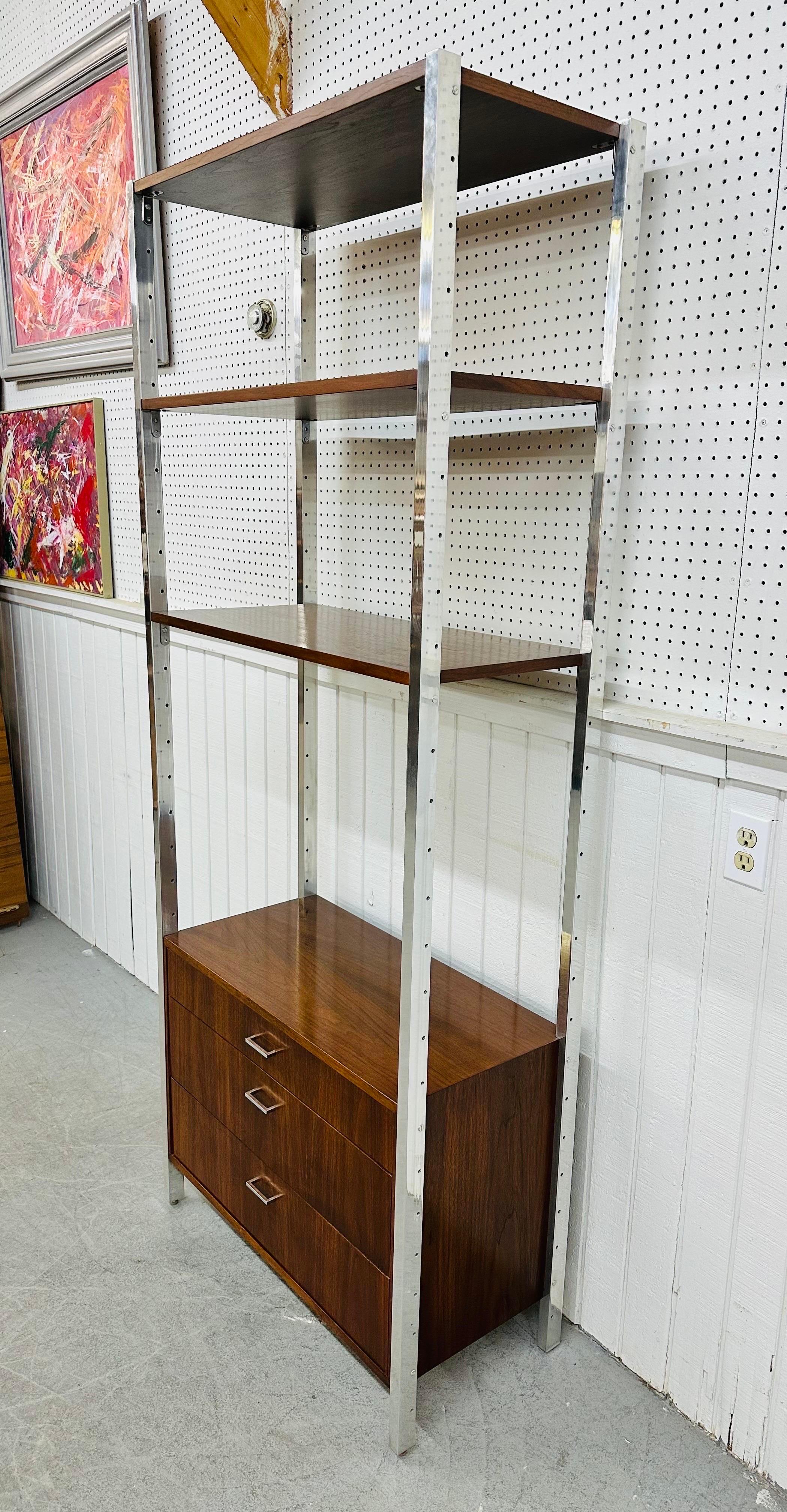 American Mid-Century Modern Founders Chrome & Walnut Etagere For Sale