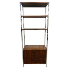 Mid-Century Modern Founders Chrome & Walnut Etagere