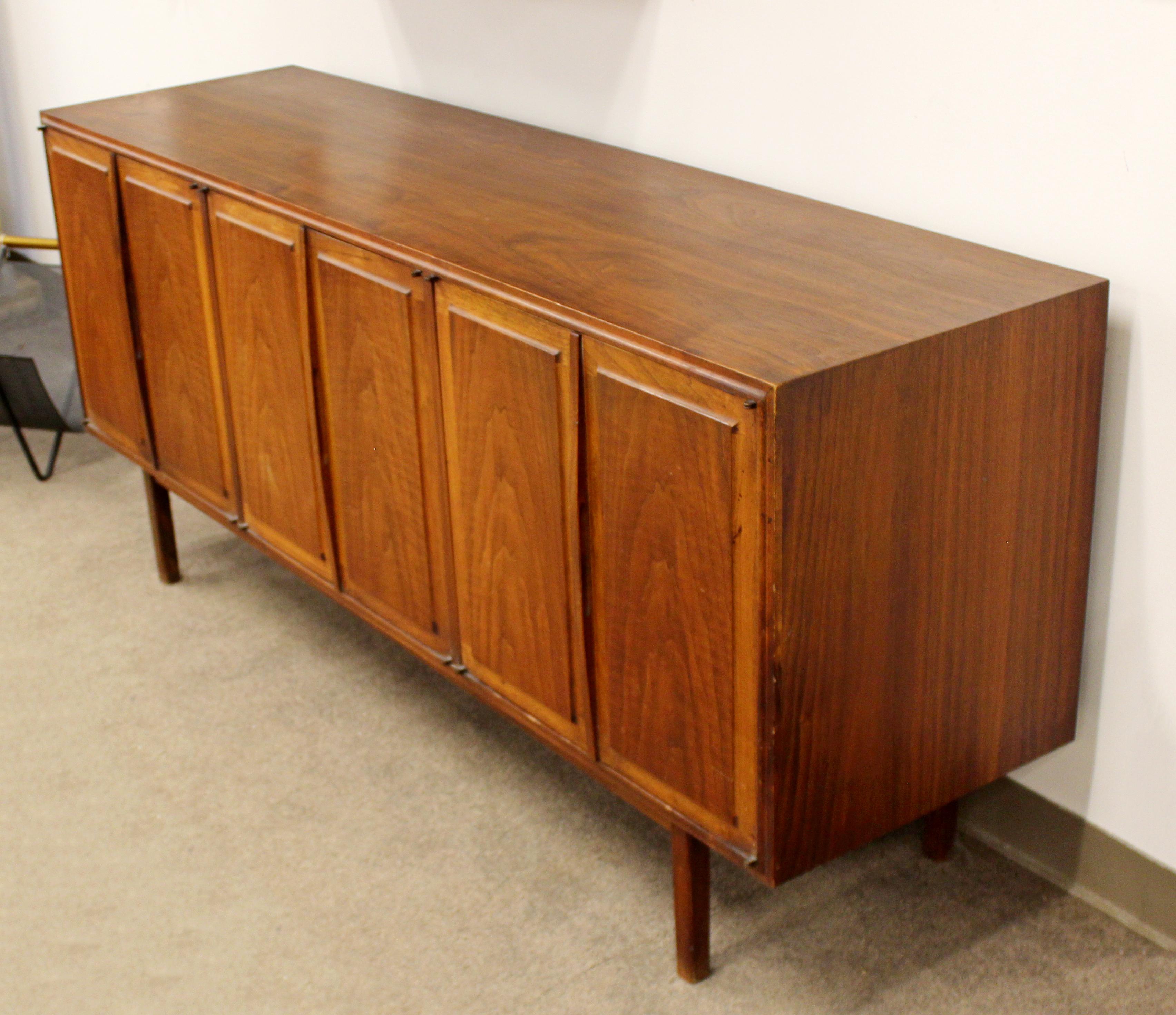 Mid-Century Modern Founders Walnut Cane Hanging Wall Cabinet Credenza Set, 1960s 6