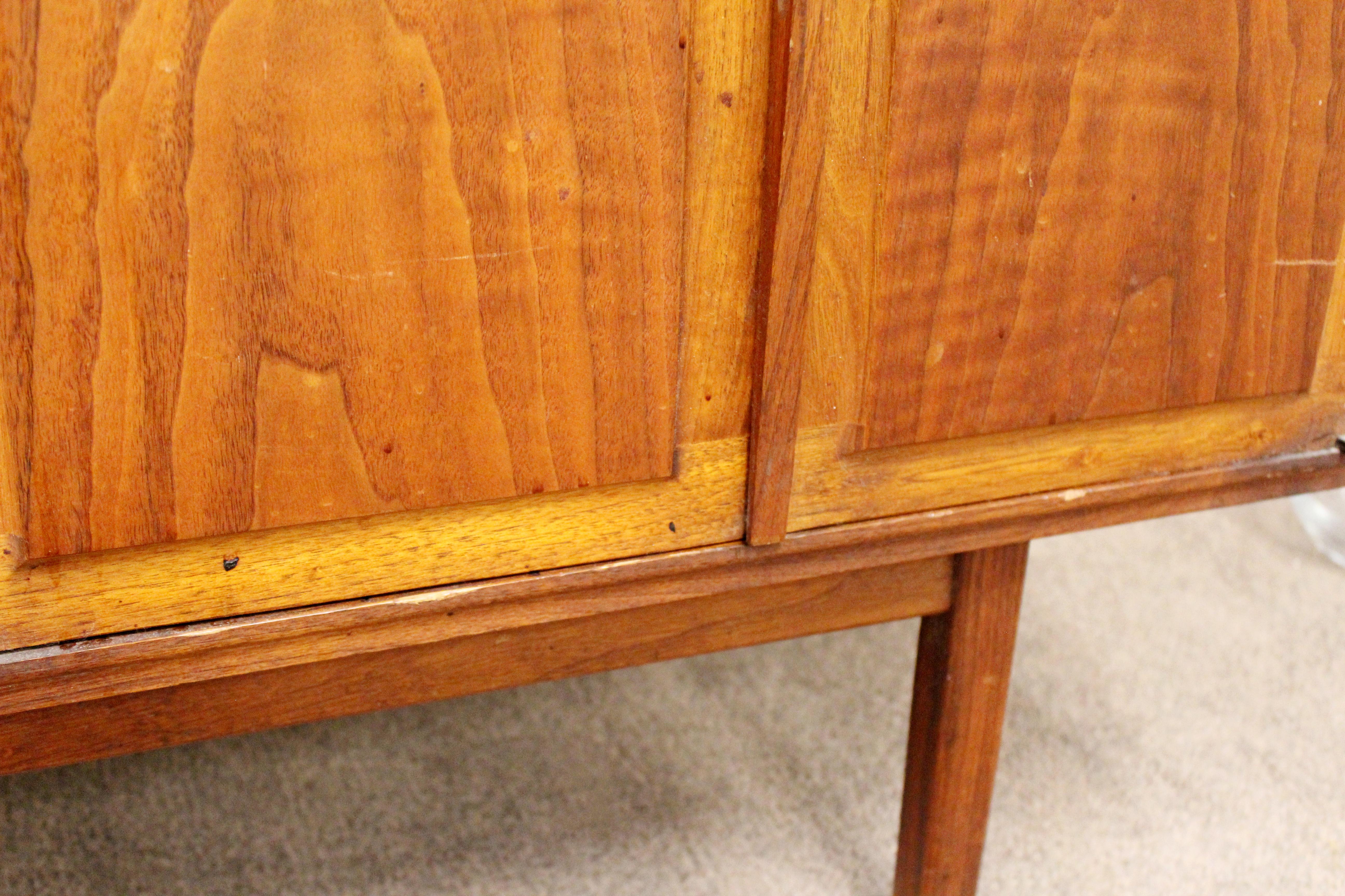 Mid-Century Modern Founders Walnut Cane Hanging Wall Cabinet Credenza Set, 1960s 9