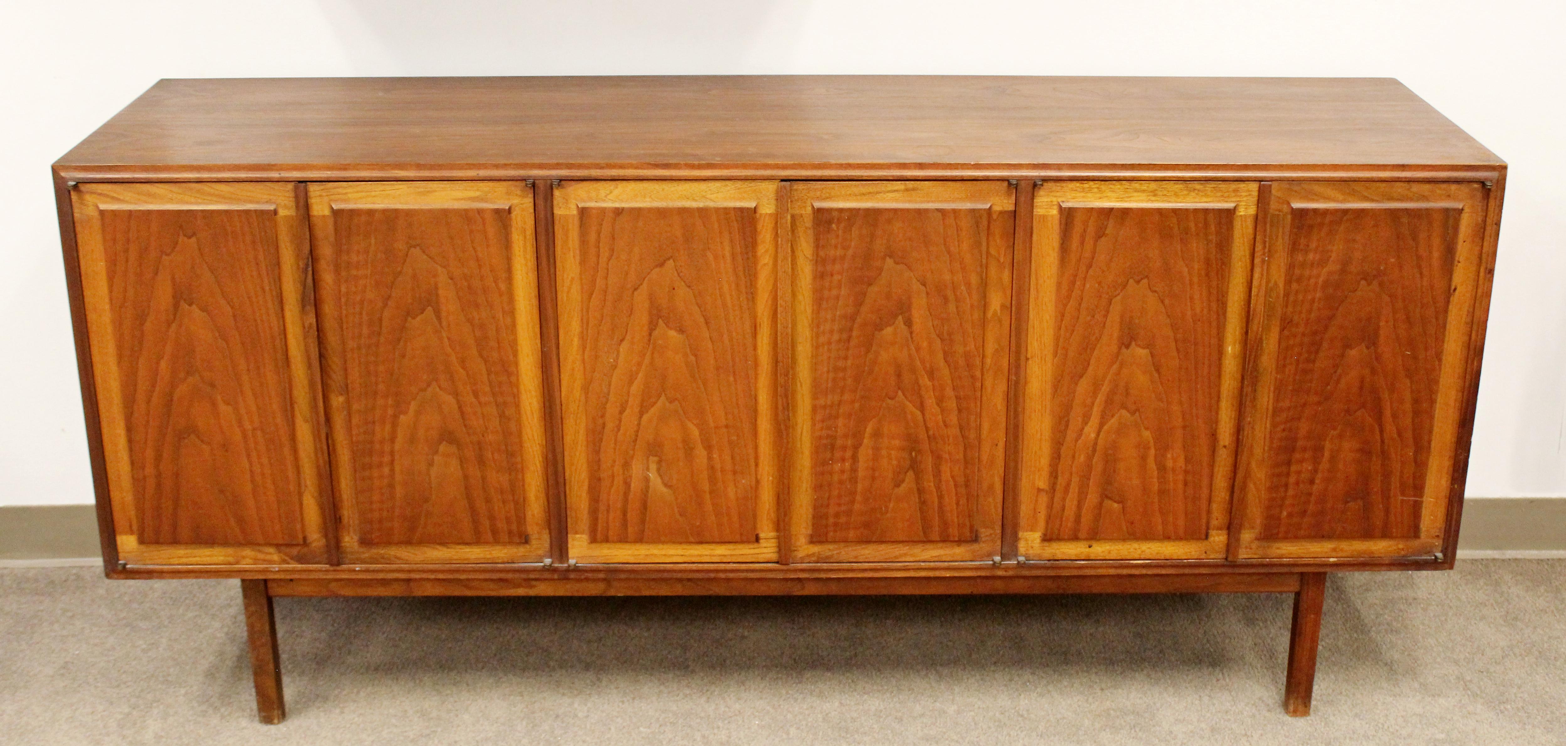 Mid-Century Modern Founders Walnut Cane Hanging Wall Cabinet Credenza Set, 1960s 4