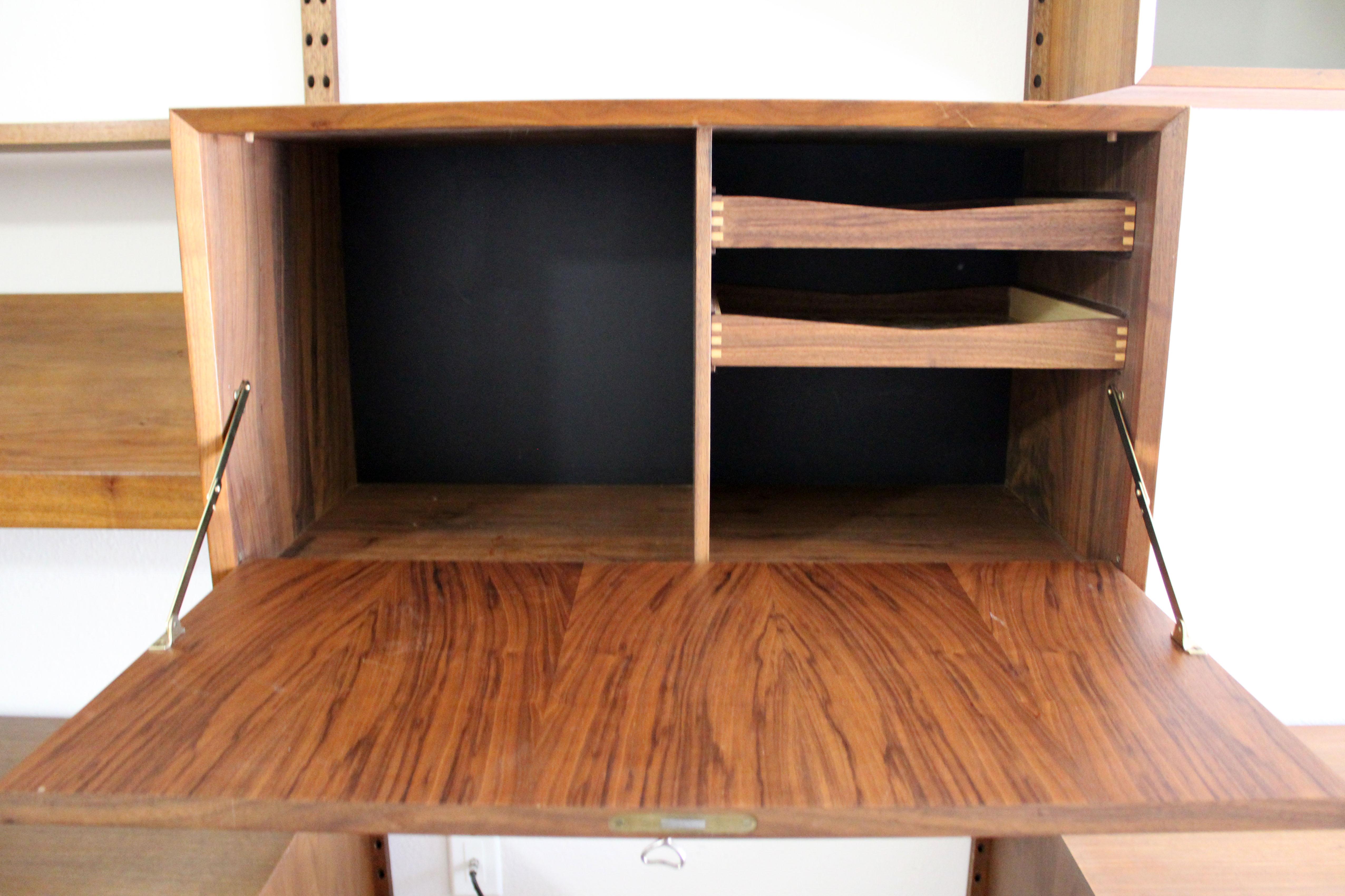 Mid-Century Modern Founders Walnut Wall Mounted Wall Shelving Unit Nelson Style In Good Condition In Keego Harbor, MI