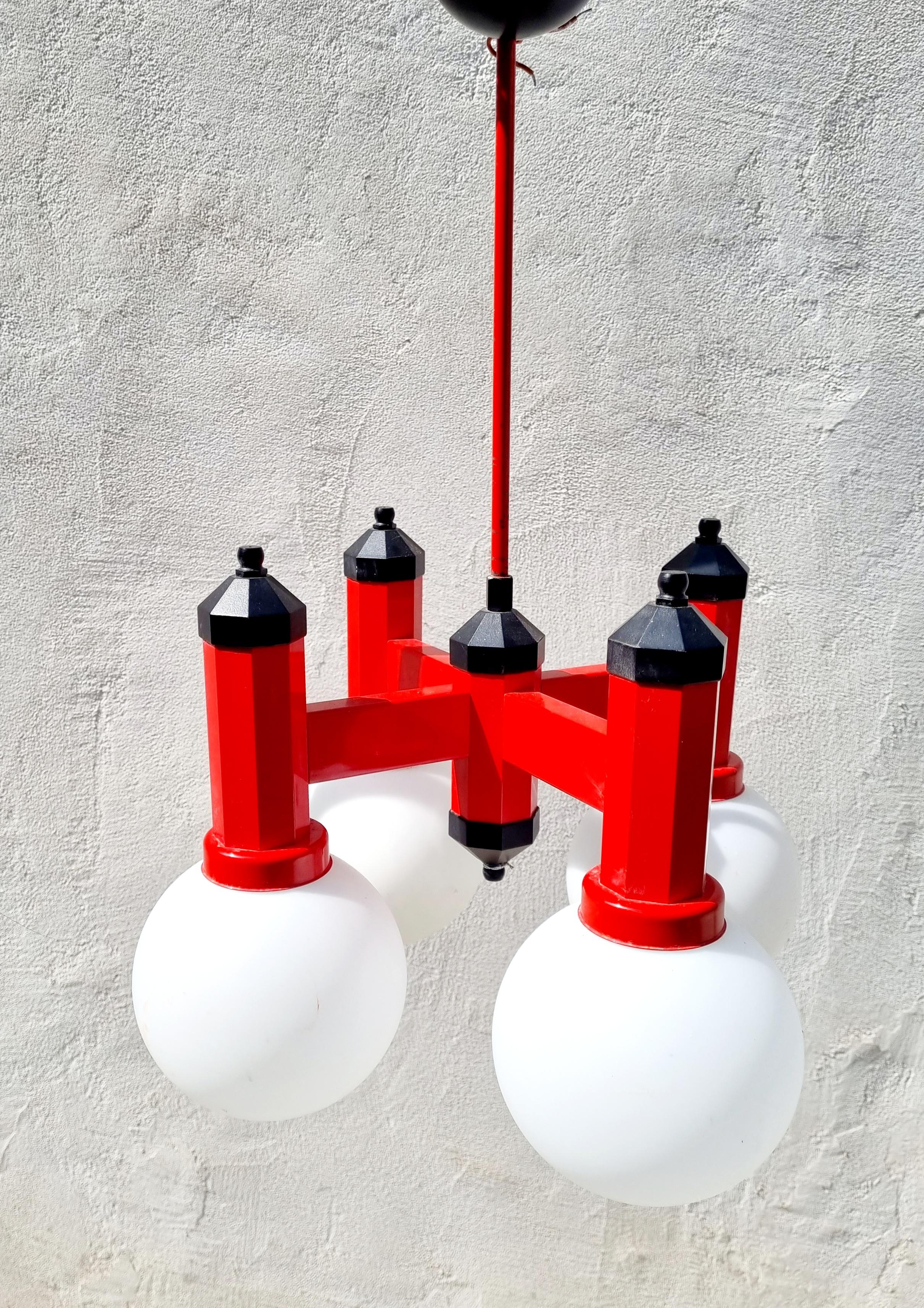 Mid Century Modern Four Arms Ceiling Lamp, Yugoslavia 70s For Sale 1