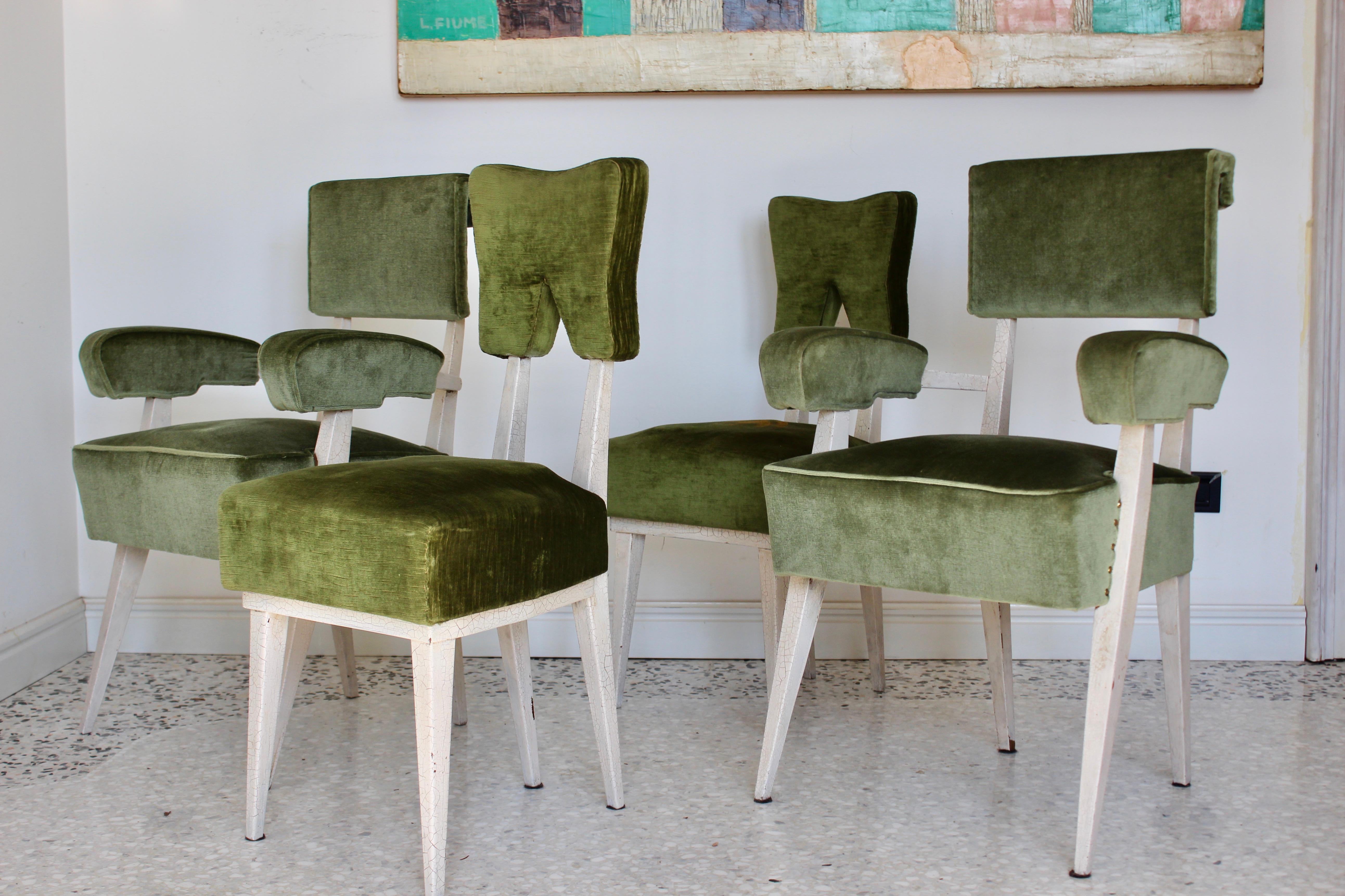 Mid-Century Modern Four Green Chairs Attribuited to Bbpr Studio, Italy, 1950s  For Sale 7