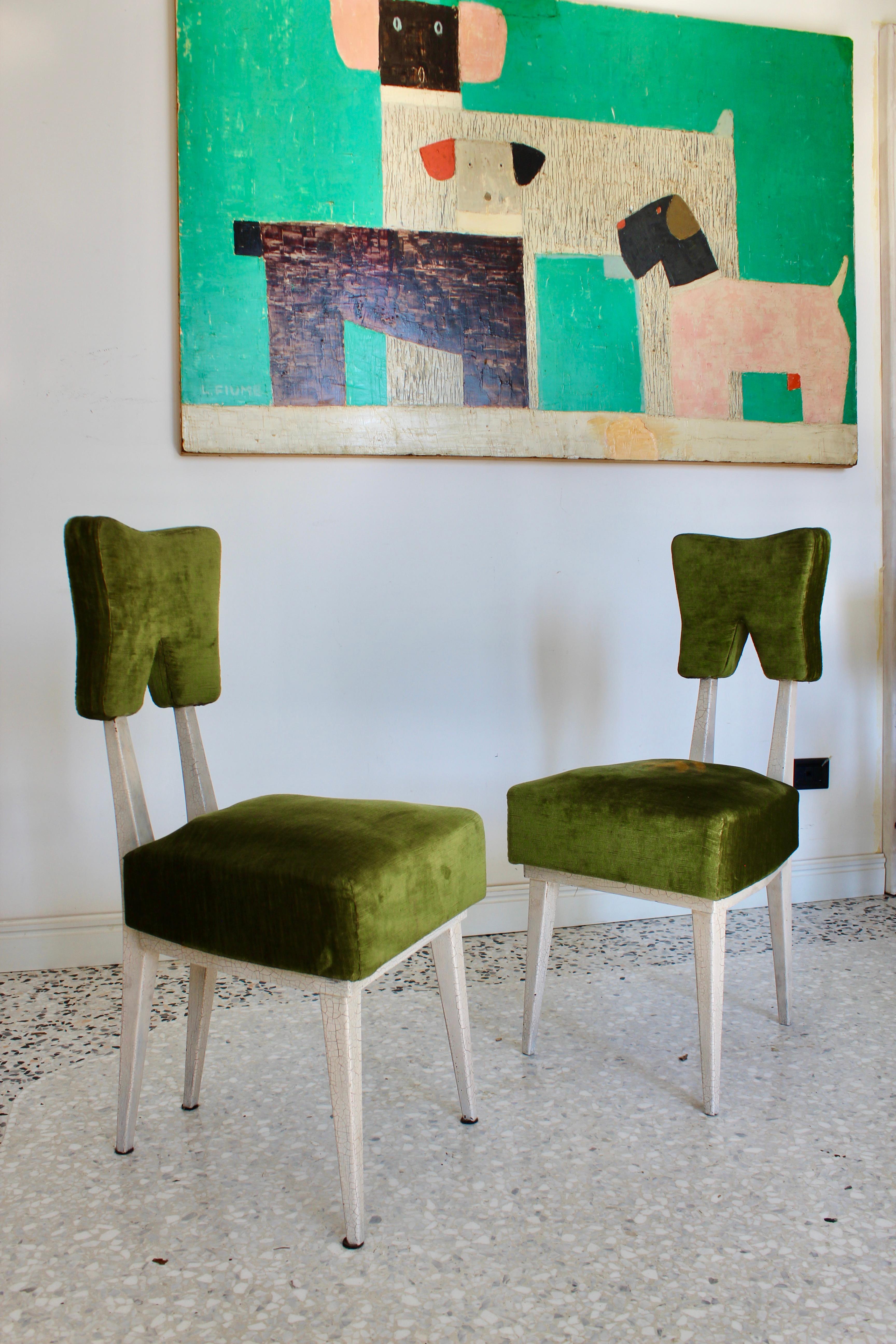 Italian Mid-Century Modern Four Green Chairs Attribuited to Bbpr Studio, Italy, 1950s  For Sale