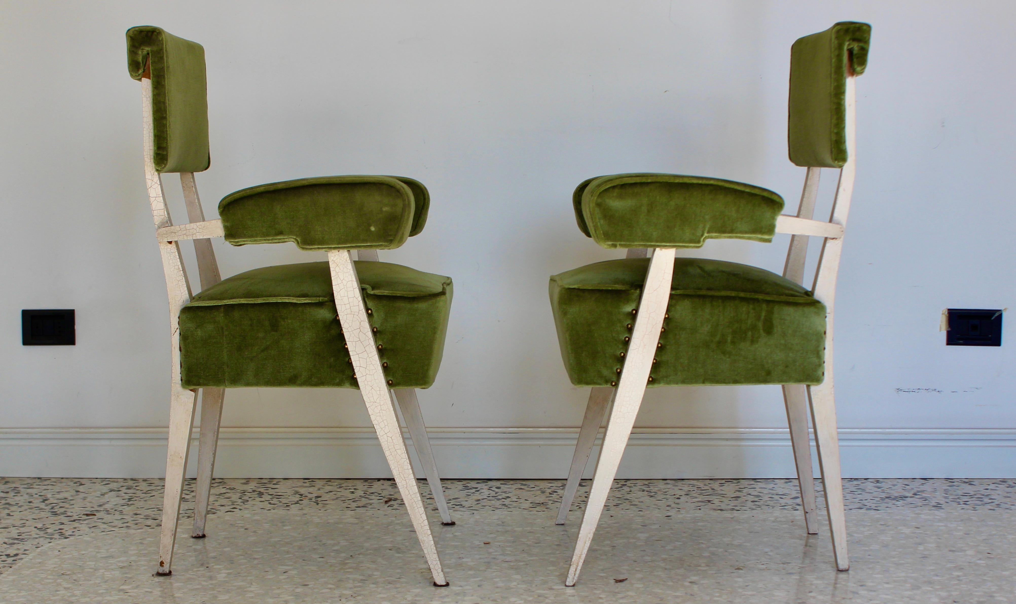 Mid-Century Modern Four Green Chairs Attribuited to Bbpr Studio, Italy, 1950s  In Good Condition For Sale In Milano, IT