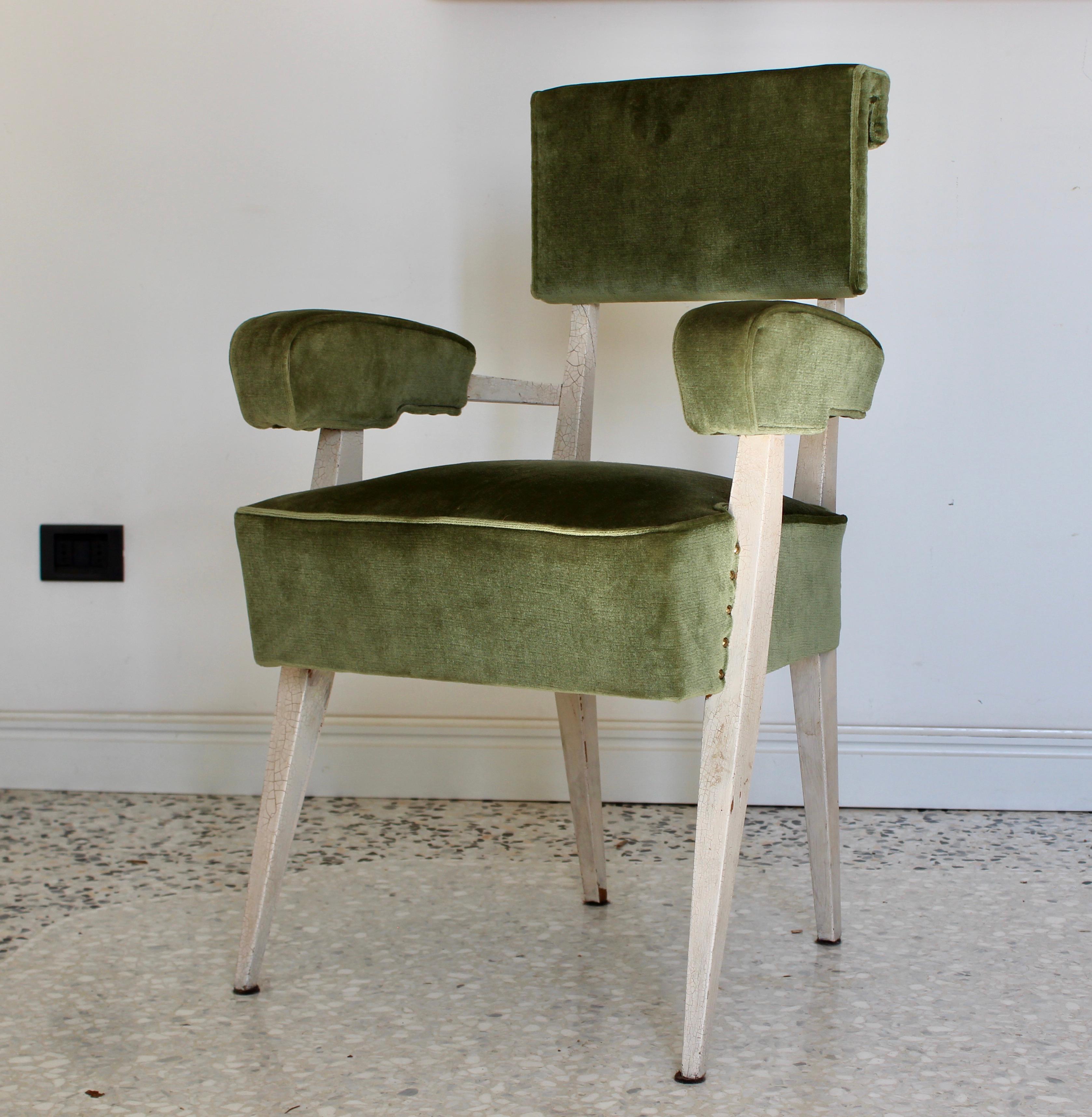 Mid-20th Century Mid-Century Modern Four Green Chairs Attribuited to Bbpr Studio, Italy, 1950s  For Sale