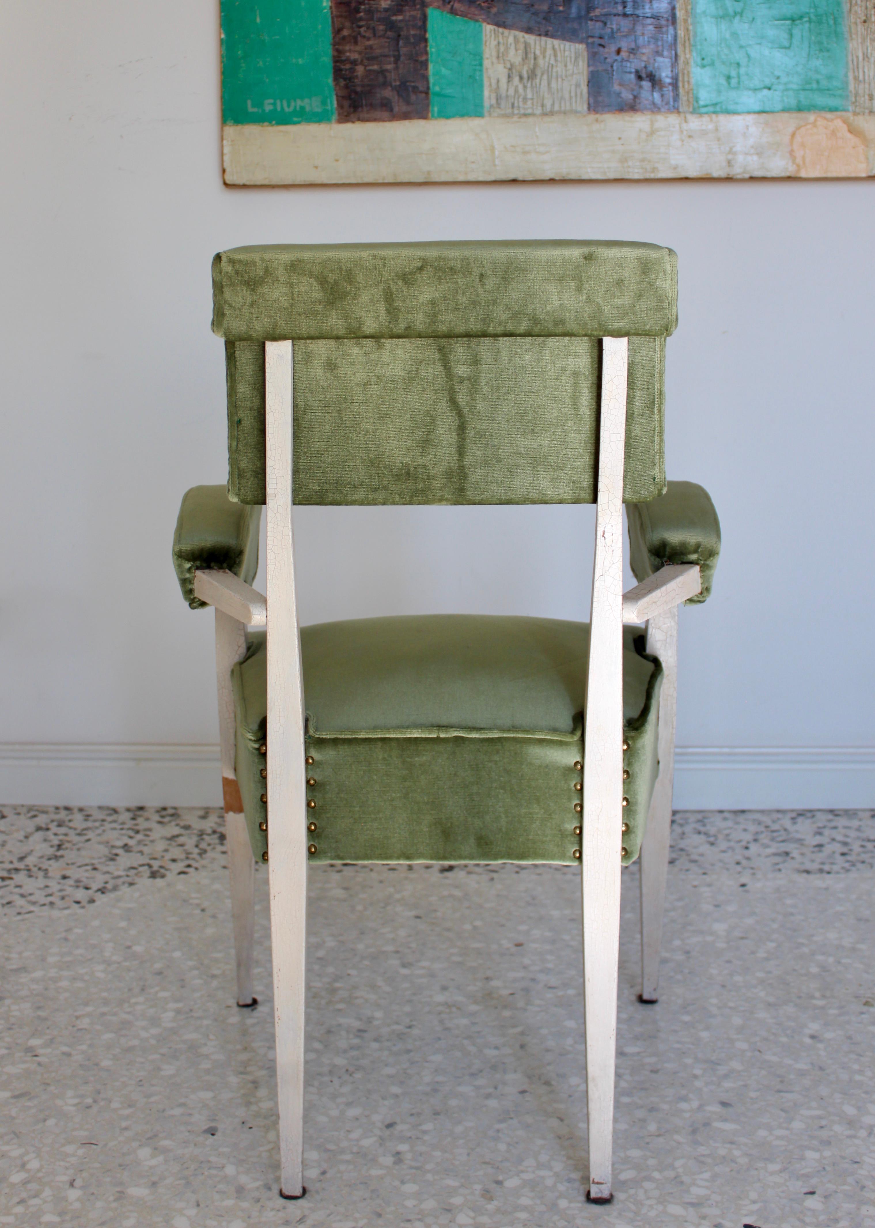 Mid-Century Modern Four Green Chairs Attribuited to Bbpr Studio, Italy, 1950s  For Sale 2