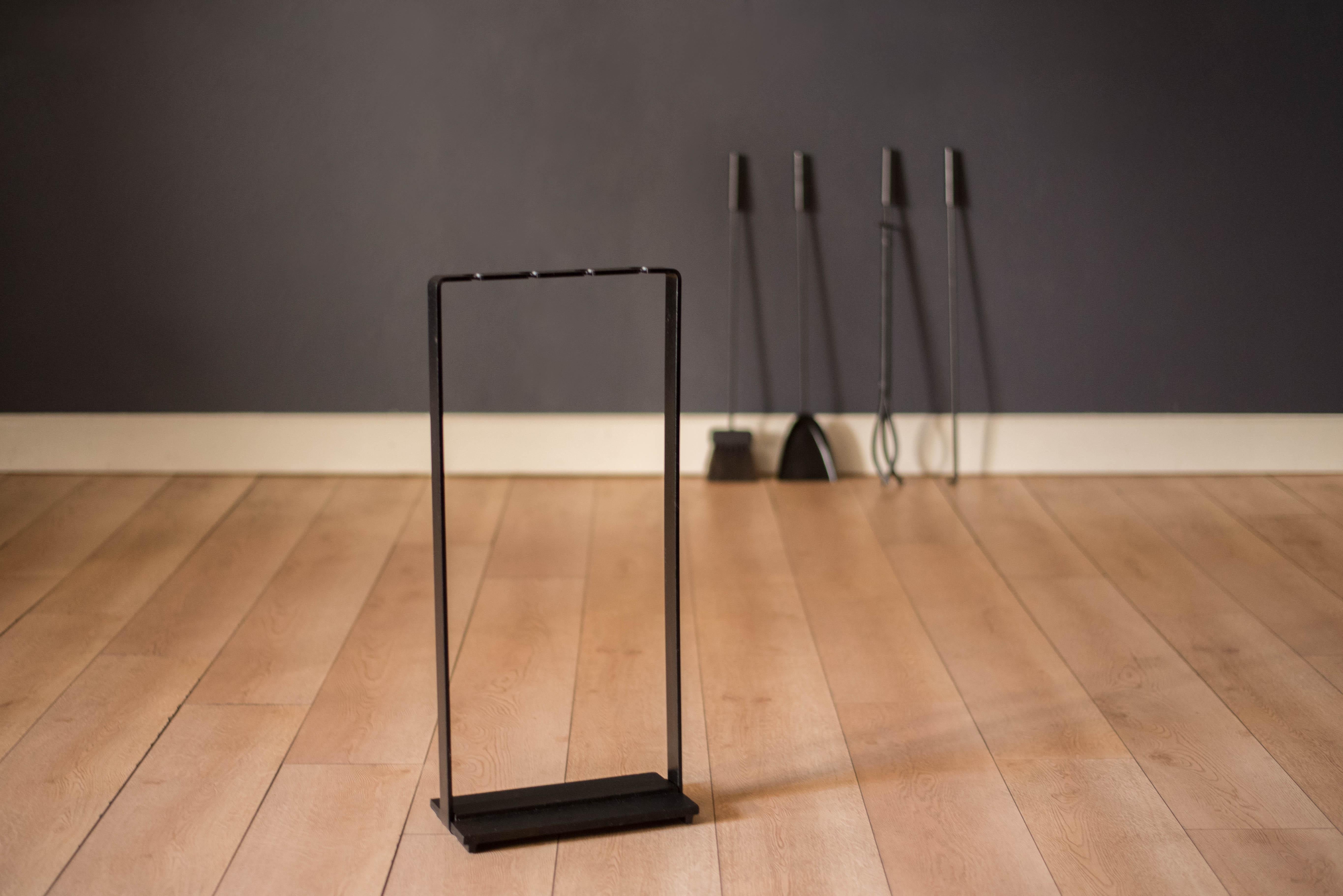 Mid-20th Century Mid Century Modern Four-Piece Fireplace Tool Set with Stand by Pilgrim For Sale
