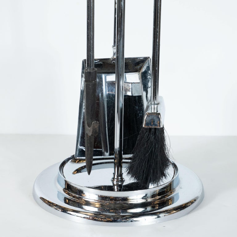 MidCentury Modern FourPiece Lucite and Chrome Fire Tool Set For Sale