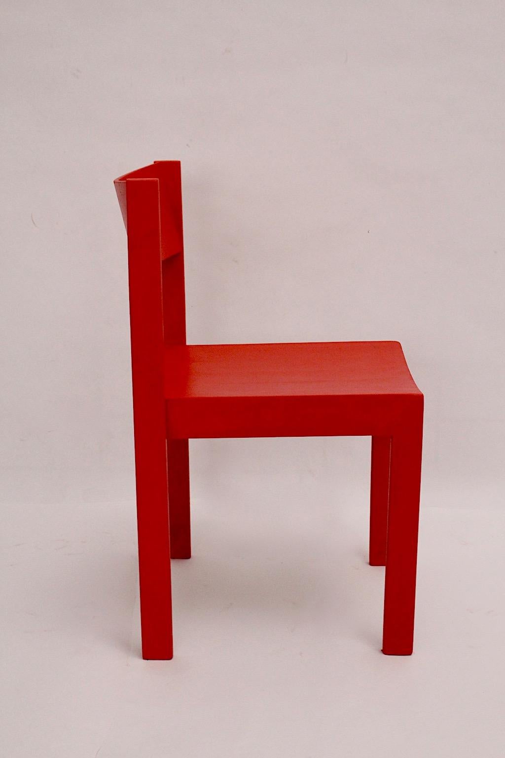 Mid-Century Modern Vier Esszimmerstühle oder Stühle aus roter Buche 1950er Jahre Österreich im Zustand „Gut“ im Angebot in Vienna, AT