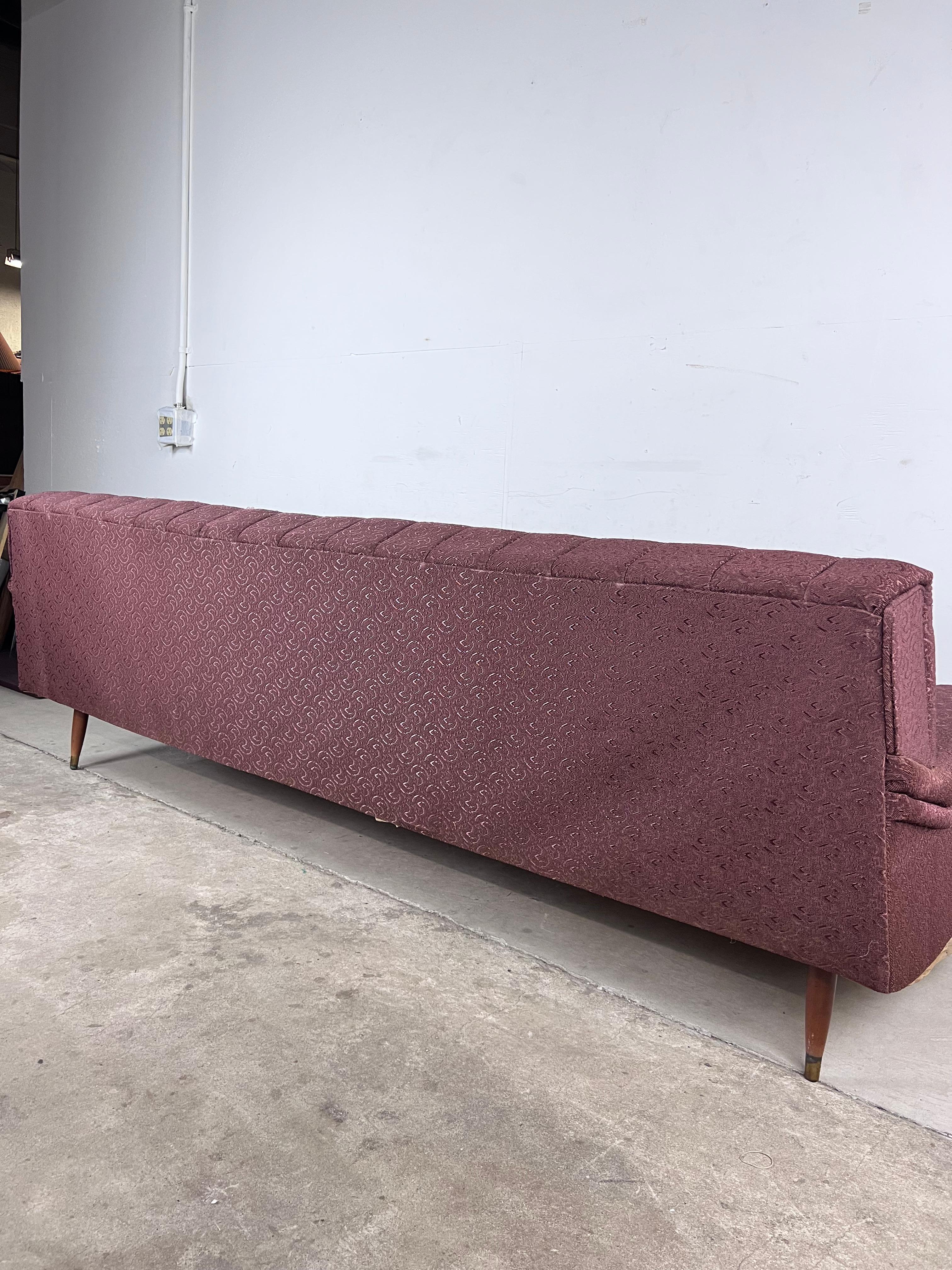 Mid Century Modern Four Seater Sofa with Vintage Upholstery For Sale 7