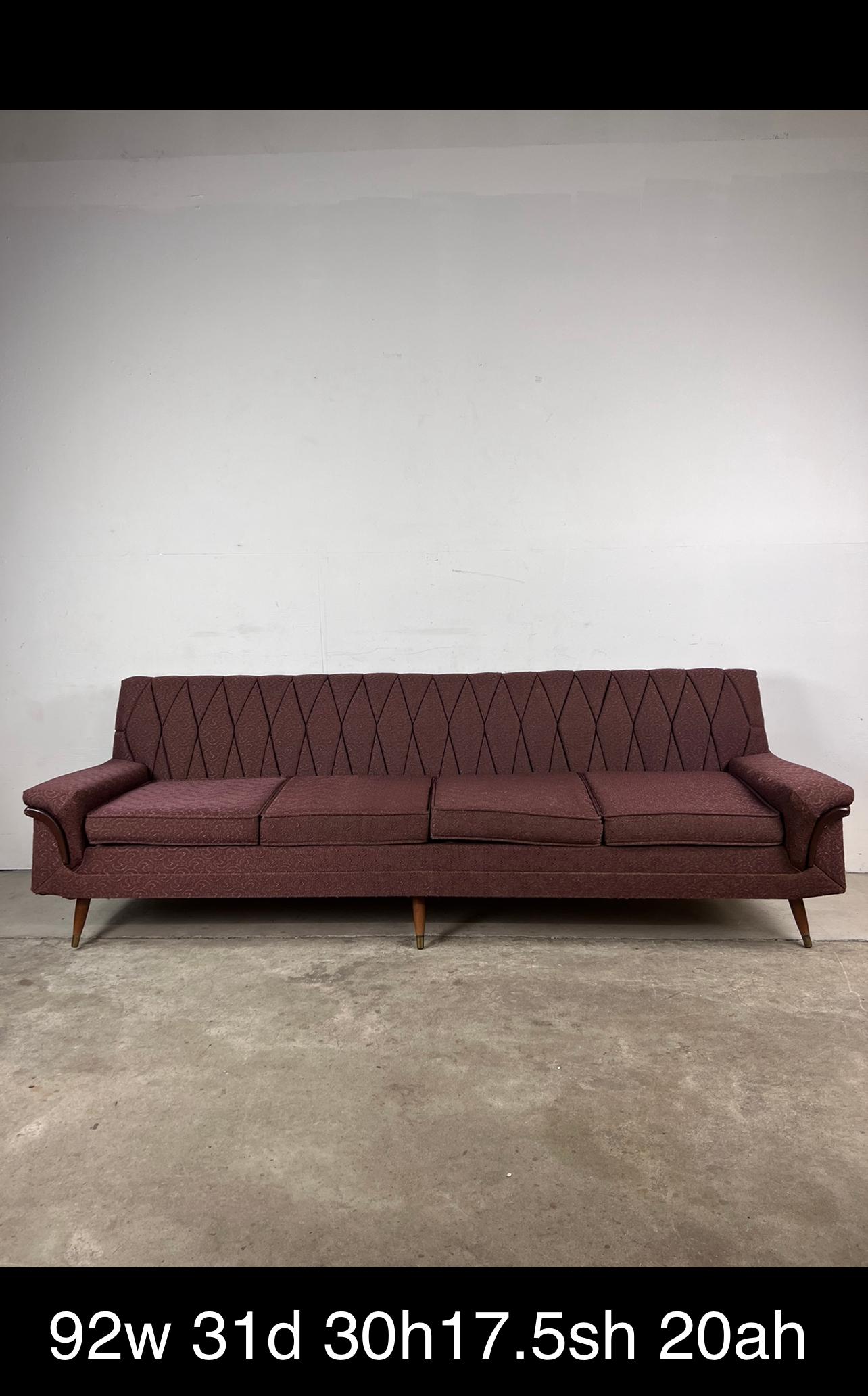 Mid Century Modern Four Seater Sofa with Vintage Upholstery For Sale 8