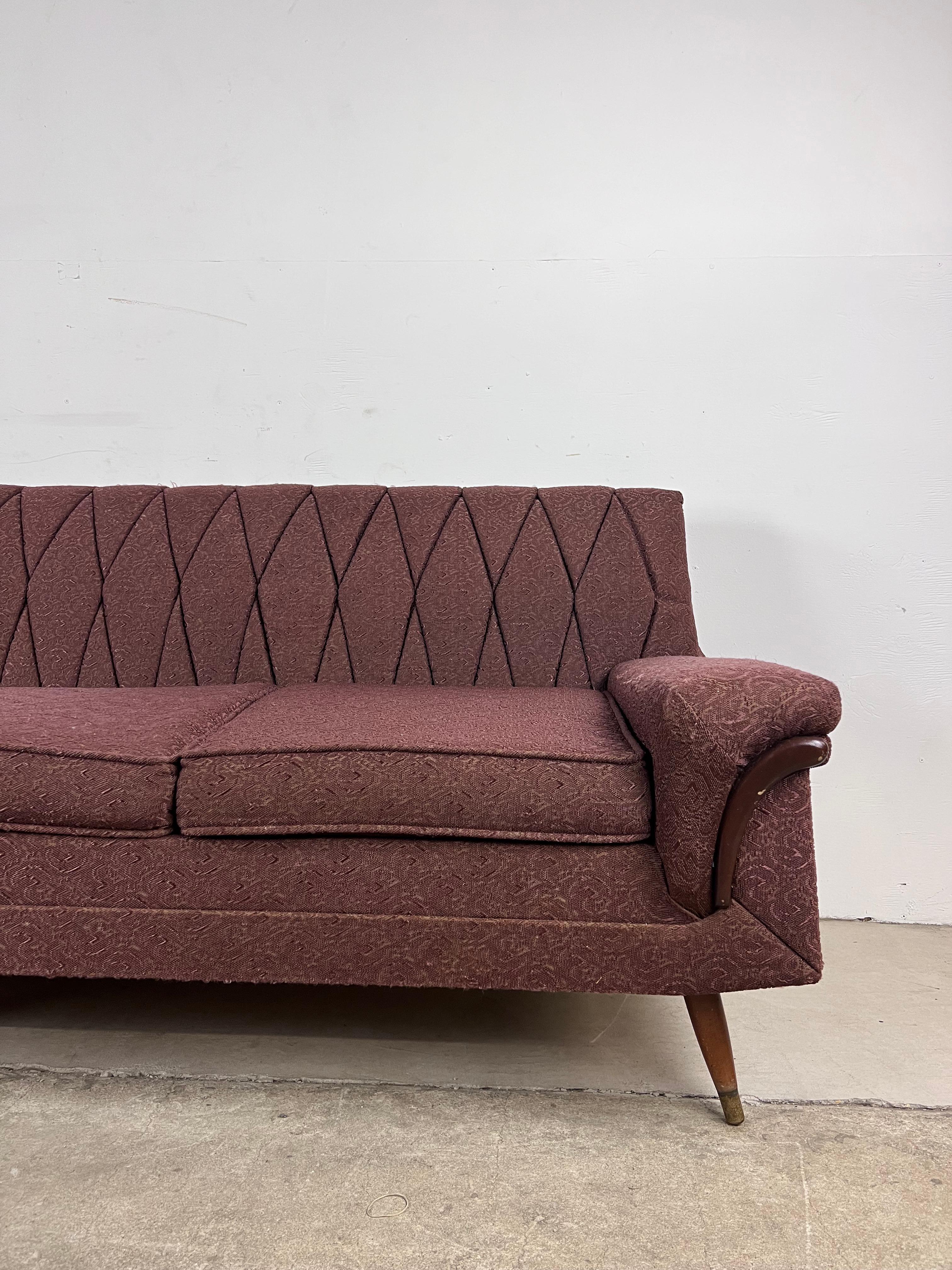 Mid-Century Modern Mid Century Modern Four Seater Sofa with Vintage Upholstery For Sale
