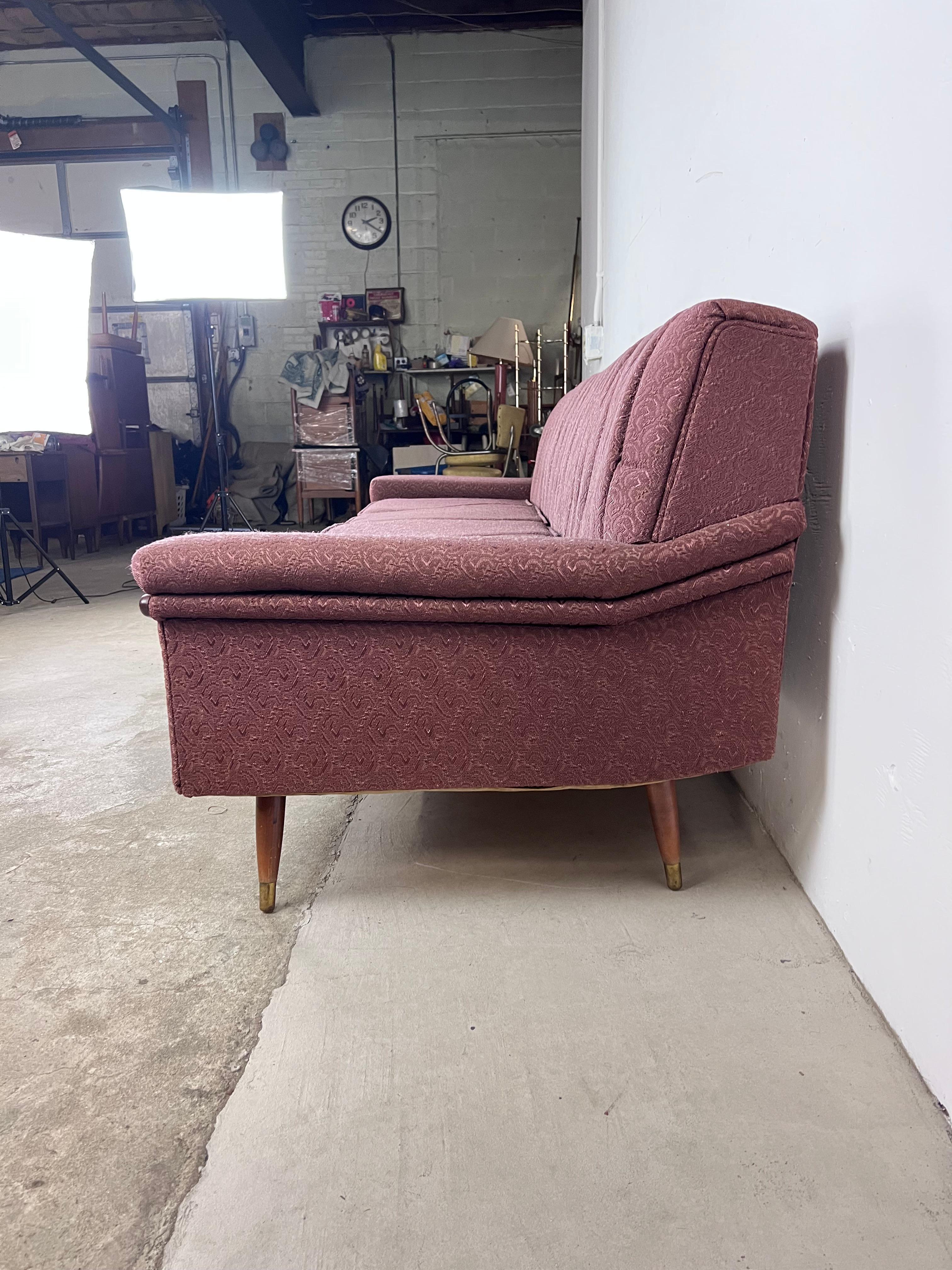 Mid Century Modern Four Seater Sofa with Vintage Upholstery For Sale 2