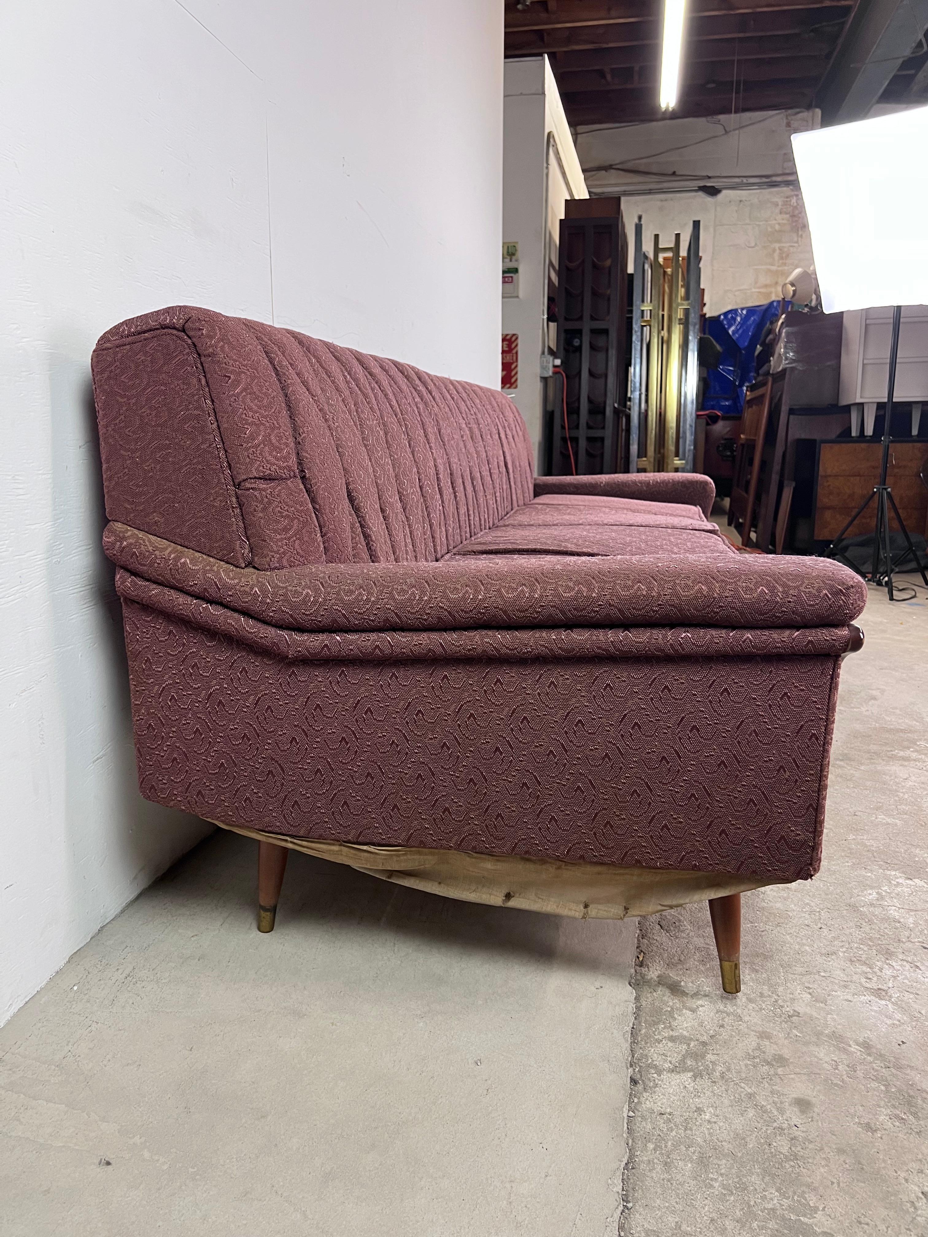 Mid Century Modern Four Seater Sofa with Vintage Upholstery For Sale 3