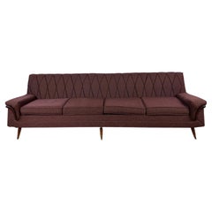 Mid Century Modern Four Seater Sofa with Retro Upholstery